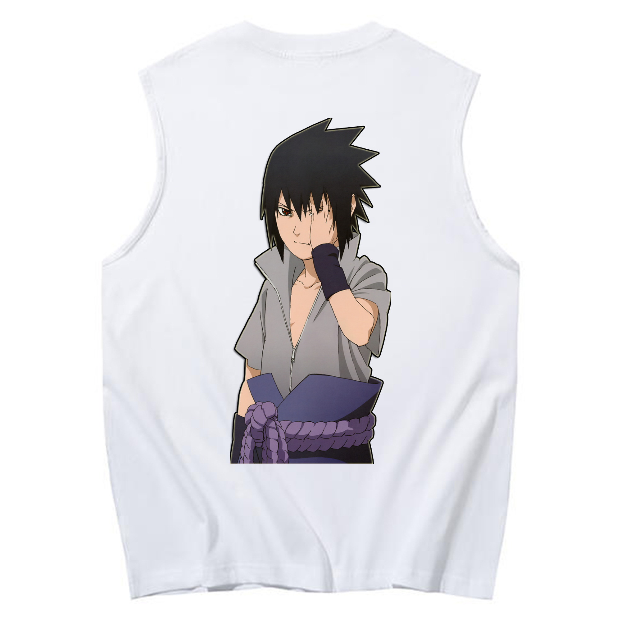 （画像用） NARUTO -ナルト- うちは サスケ Uchiha Sasuke コットン100％タンクトップ（背面プリント）