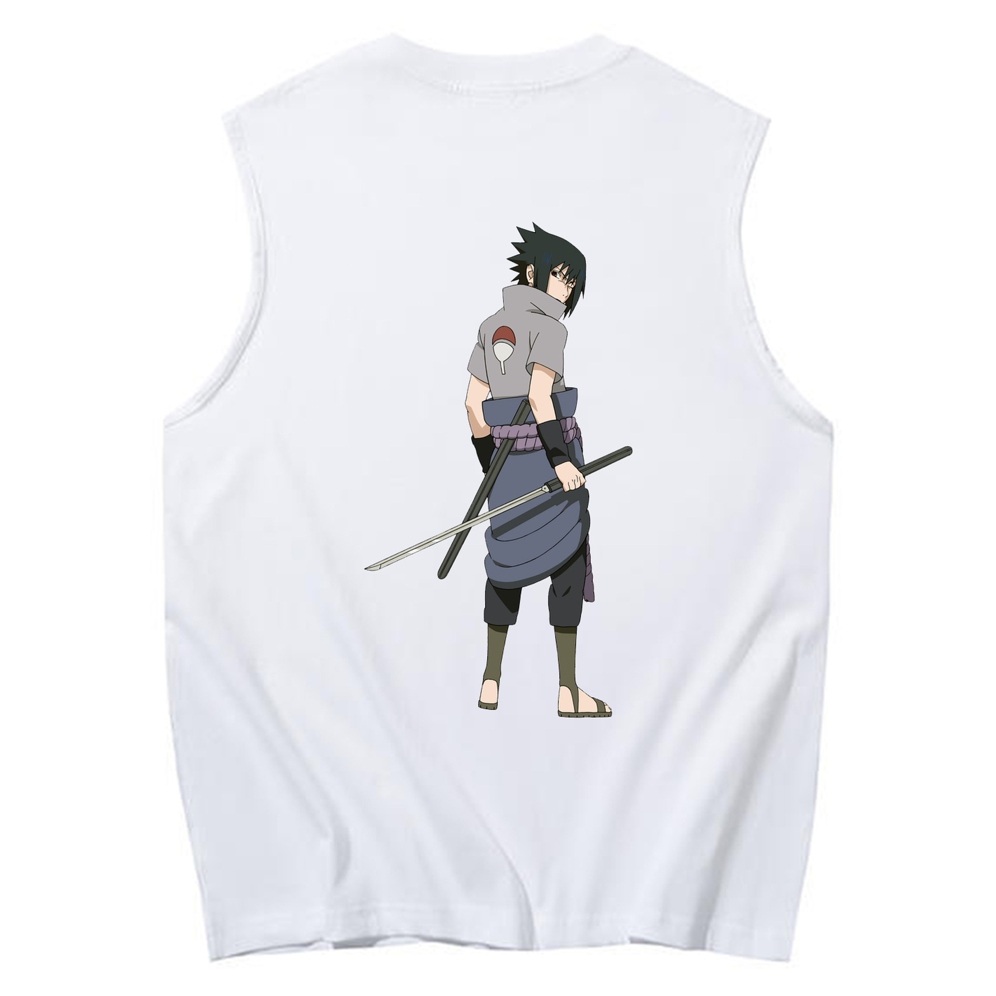 （画像用） NARUTO -ナルト- うちは サスケ Uchiha Sasuke コットン100％タンクトップ（背面プリント）