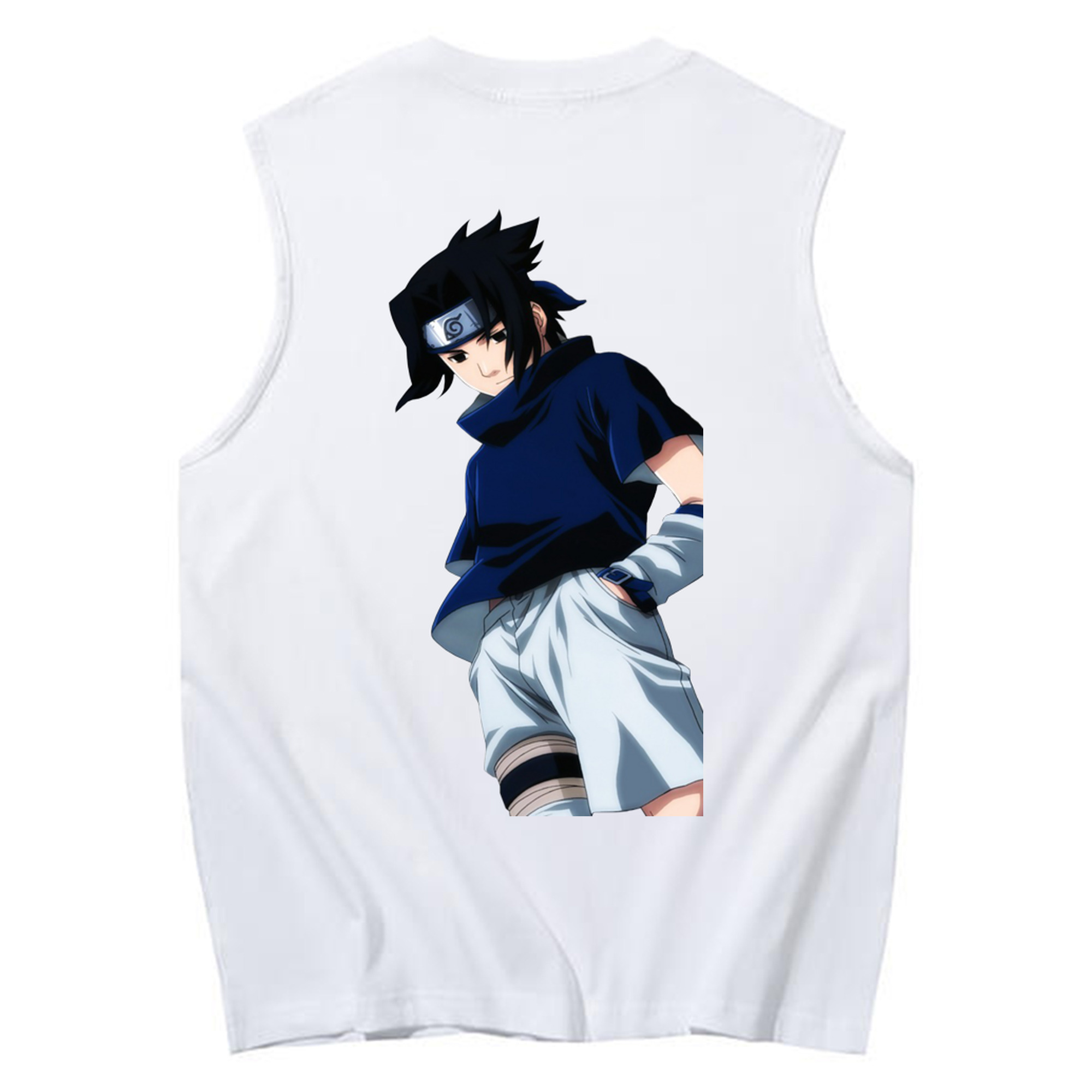 （画像用） NARUTO -ナルト- うちは サスケ Uchiha Sasuke コットン100％タンクトップ（背面プリント）