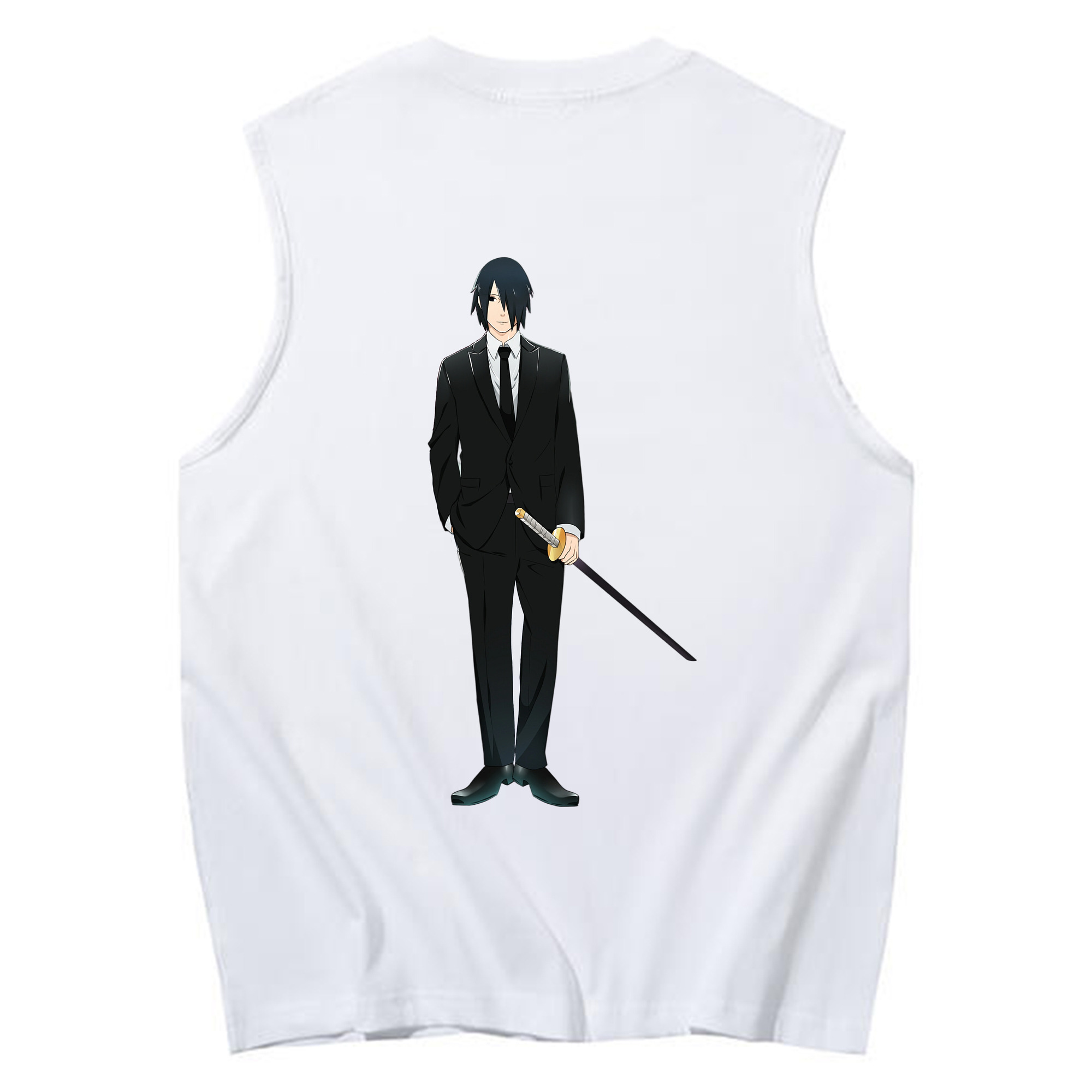 （画像用） NARUTO -ナルト- うちは サスケ Uchiha Sasuke コットン100％タンクトップ（背面プリント）