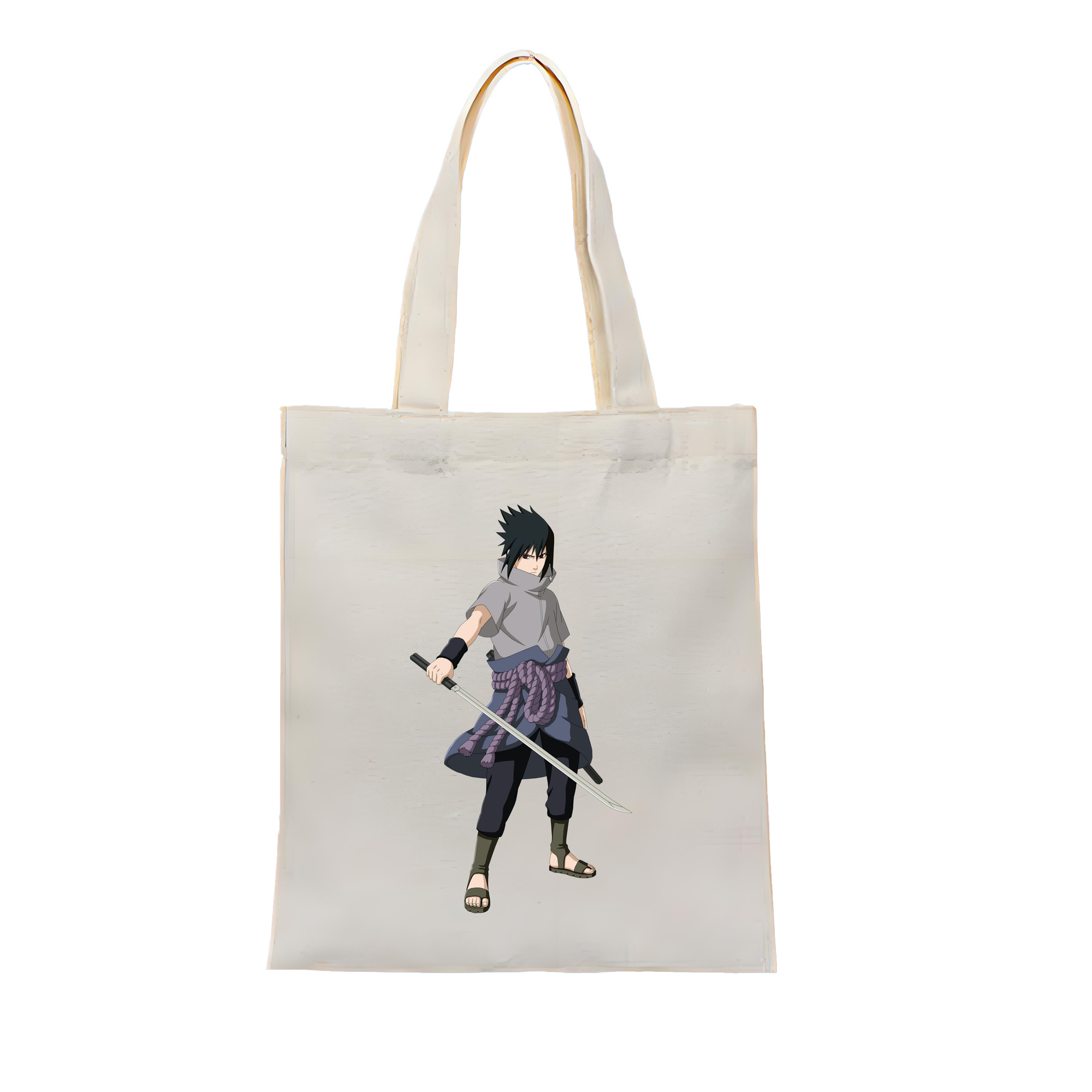（画像用） NARUTO -ナルト- うちは サスケ Uchiha Sasuke 縦型キャンバス生地手提げバッグ　トートバッグ