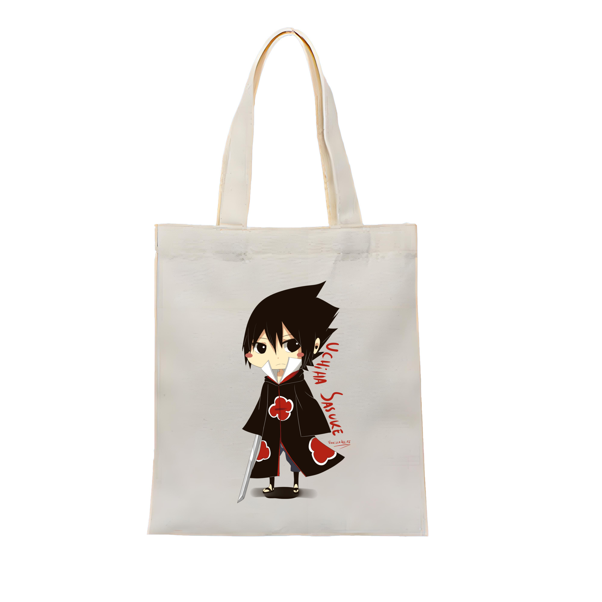 （画像用） NARUTO -ナルト- うちは サスケ Uchiha Sasuke 縦型キャンバス生地手提げバッグ　トートバッグ