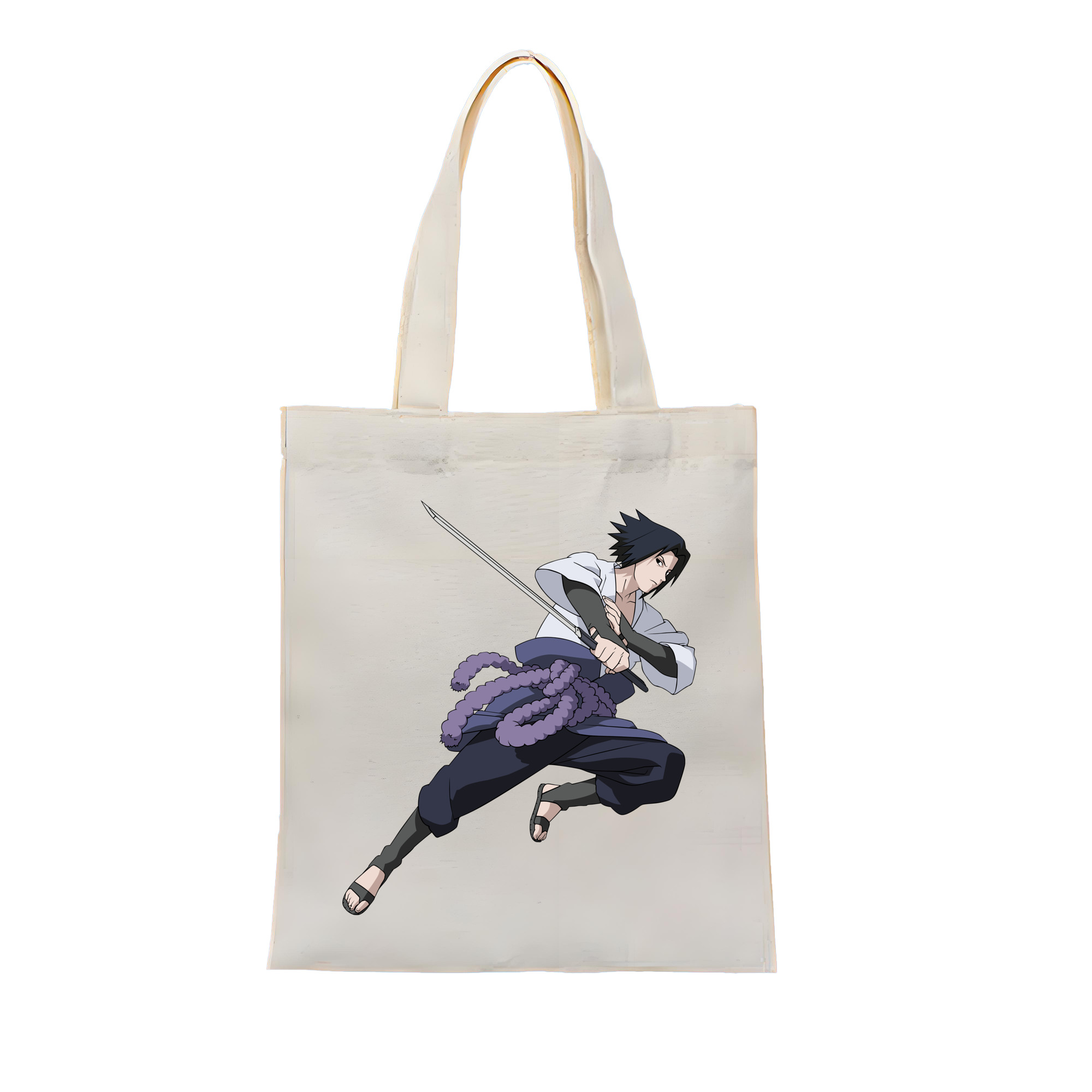 （画像用） NARUTO -ナルト- うちは サスケ Uchiha Sasuke 縦型キャンバス生地手提げバッグ　トートバッグ