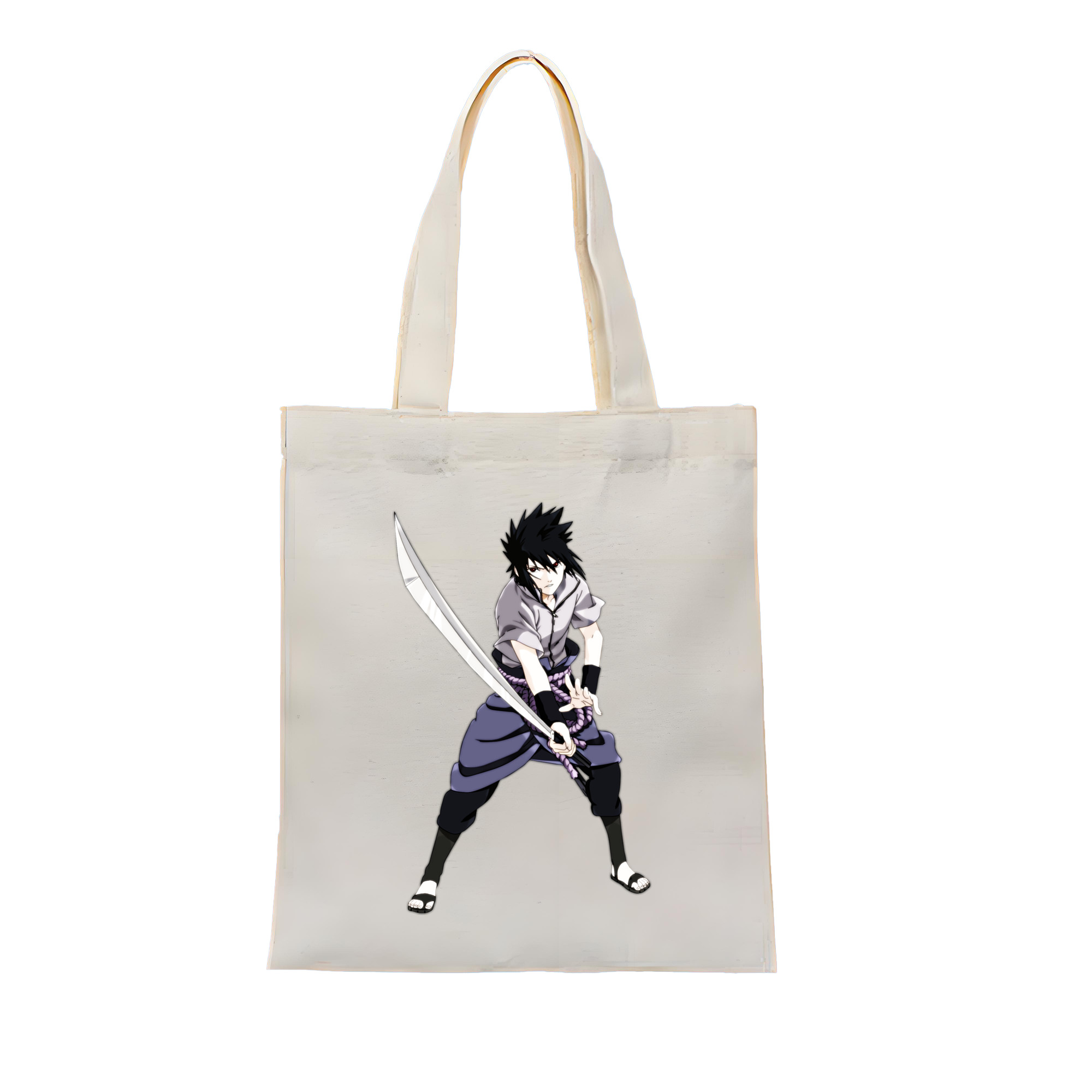 （画像用） NARUTO -ナルト- うちは サスケ Uchiha Sasuke 縦型キャンバス生地手提げバッグ　トートバッグ
