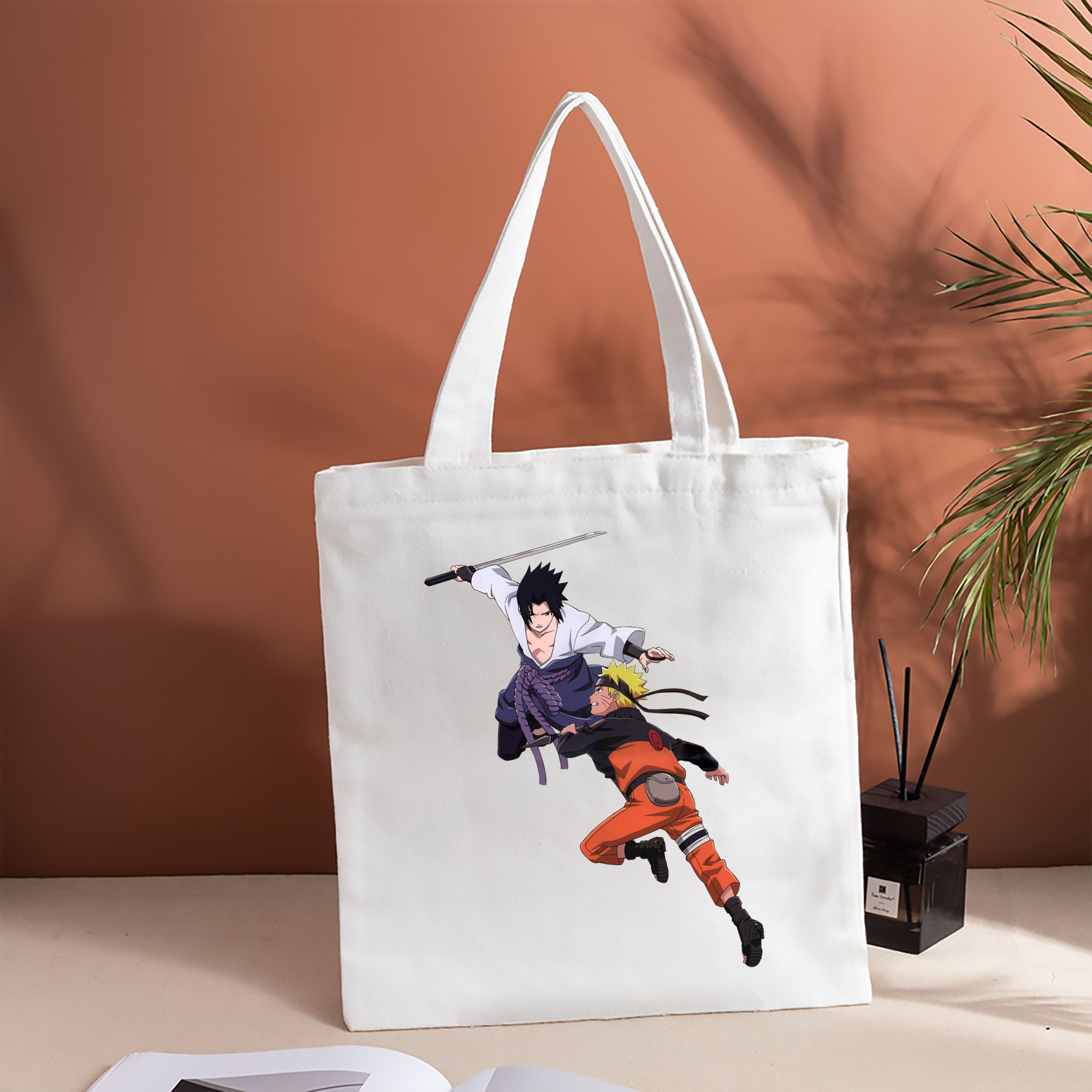 NARUTO -ナルト- うちは サスケ Uchiha Sasuke 縦型キャンバス生地手提げバッグ　トートバッグ
