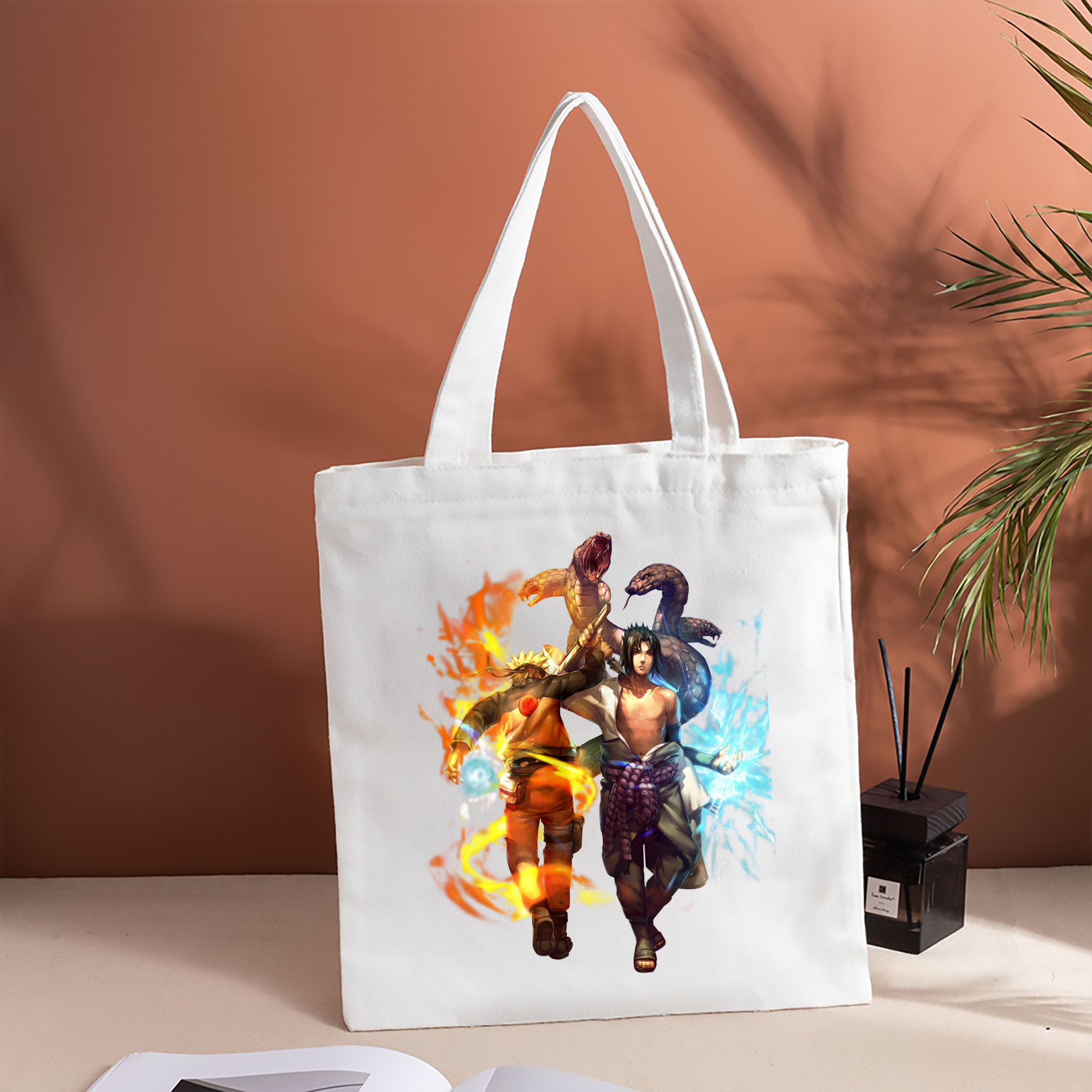 NARUTO -ナルト- うちは サスケ Uchiha Sasuke 縦型キャンバス生地手提げバッグ　トートバッグ