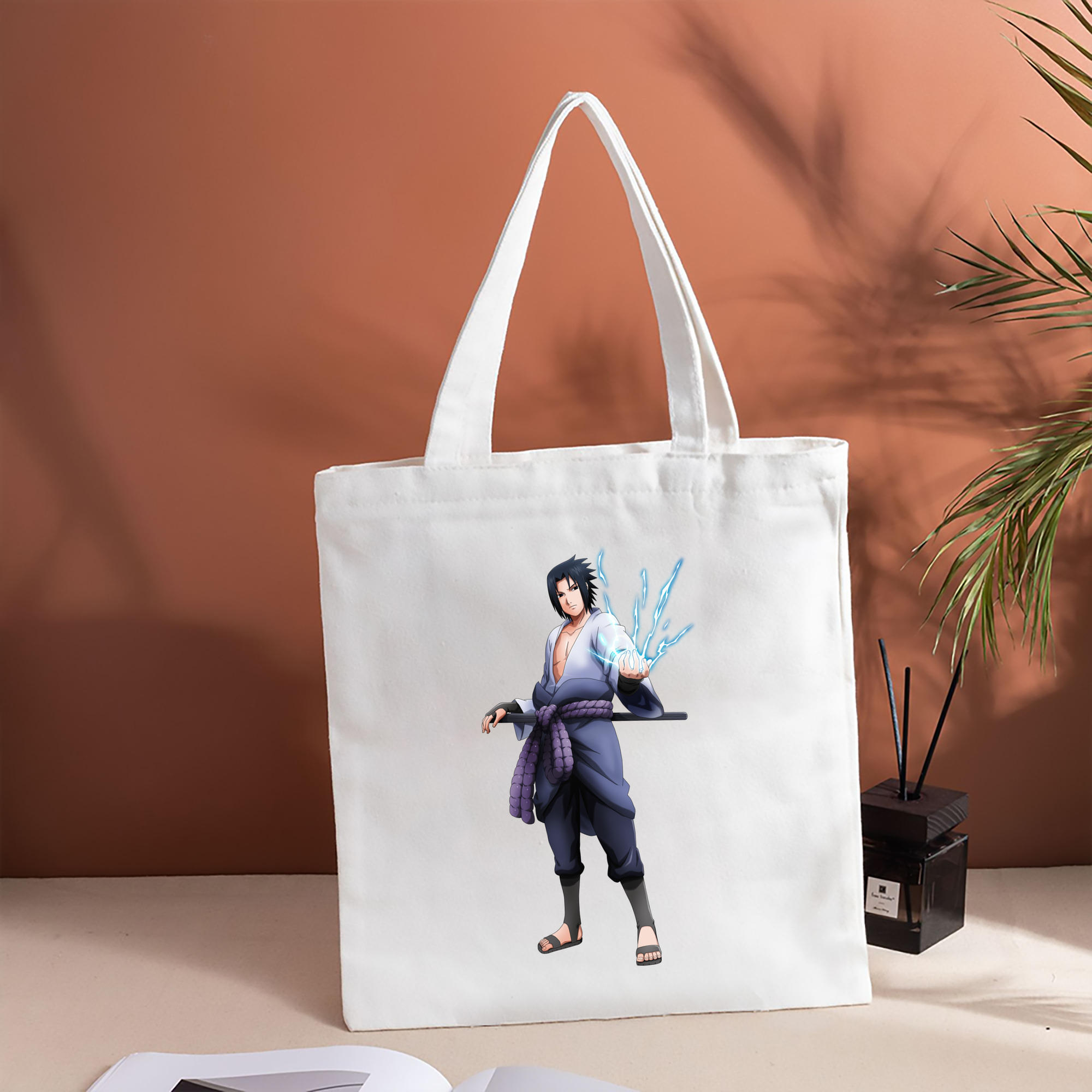 NARUTO -ナルト- うちは サスケ Uchiha Sasuke 縦型キャンバス生地手提げバッグ　トートバッグ