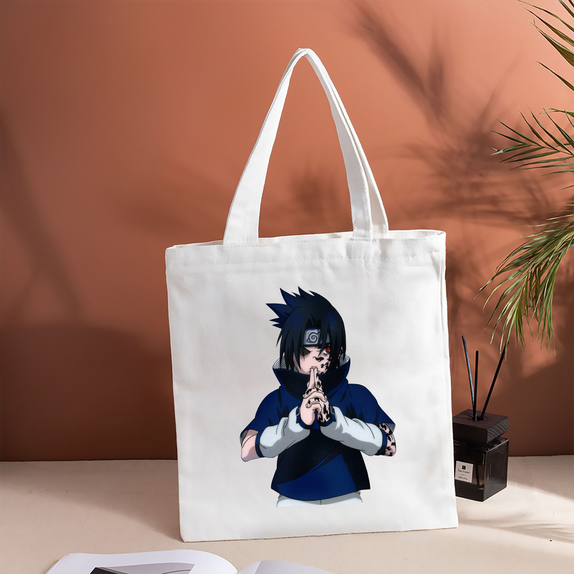 NARUTO -ナルト- うちは サスケ Uchiha Sasuke 縦型キャンバス生地手提げバッグ　トートバッグ
