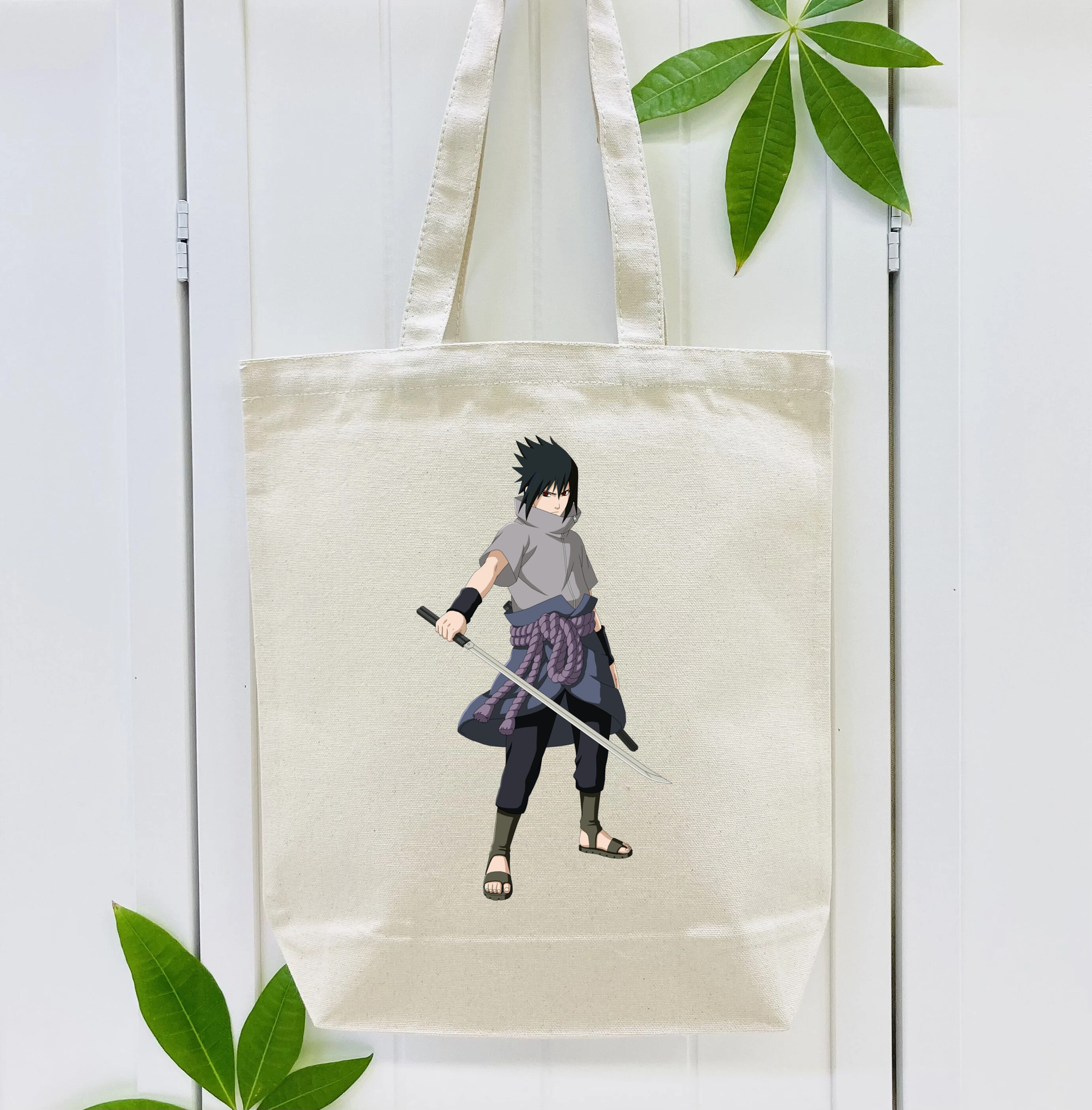NARUTO -ナルト- うちは サスケ Uchiha Sasuke 縦型キャンバス生地手提げバッグ　トートバッグ