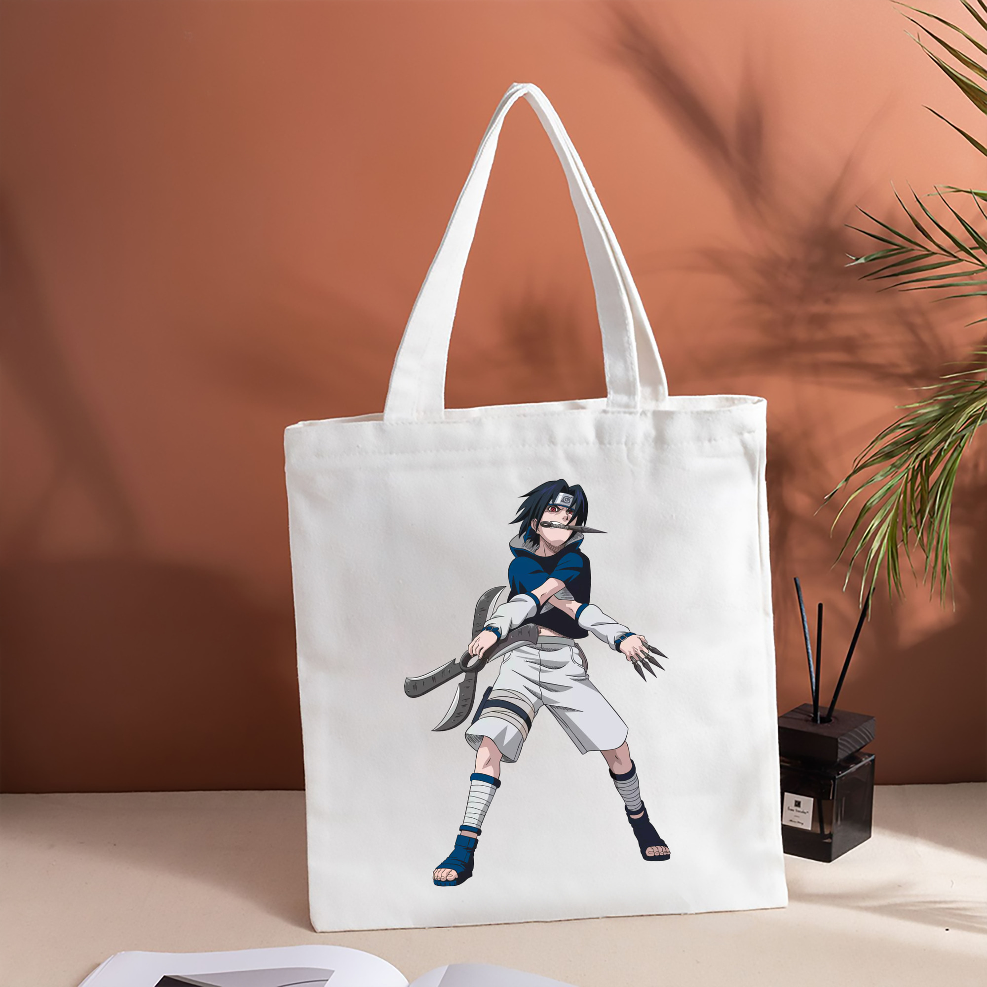 NARUTO -ナルト- うちは サスケ Uchiha Sasuke 縦型キャンバス生地手提げバッグ　トートバッグ