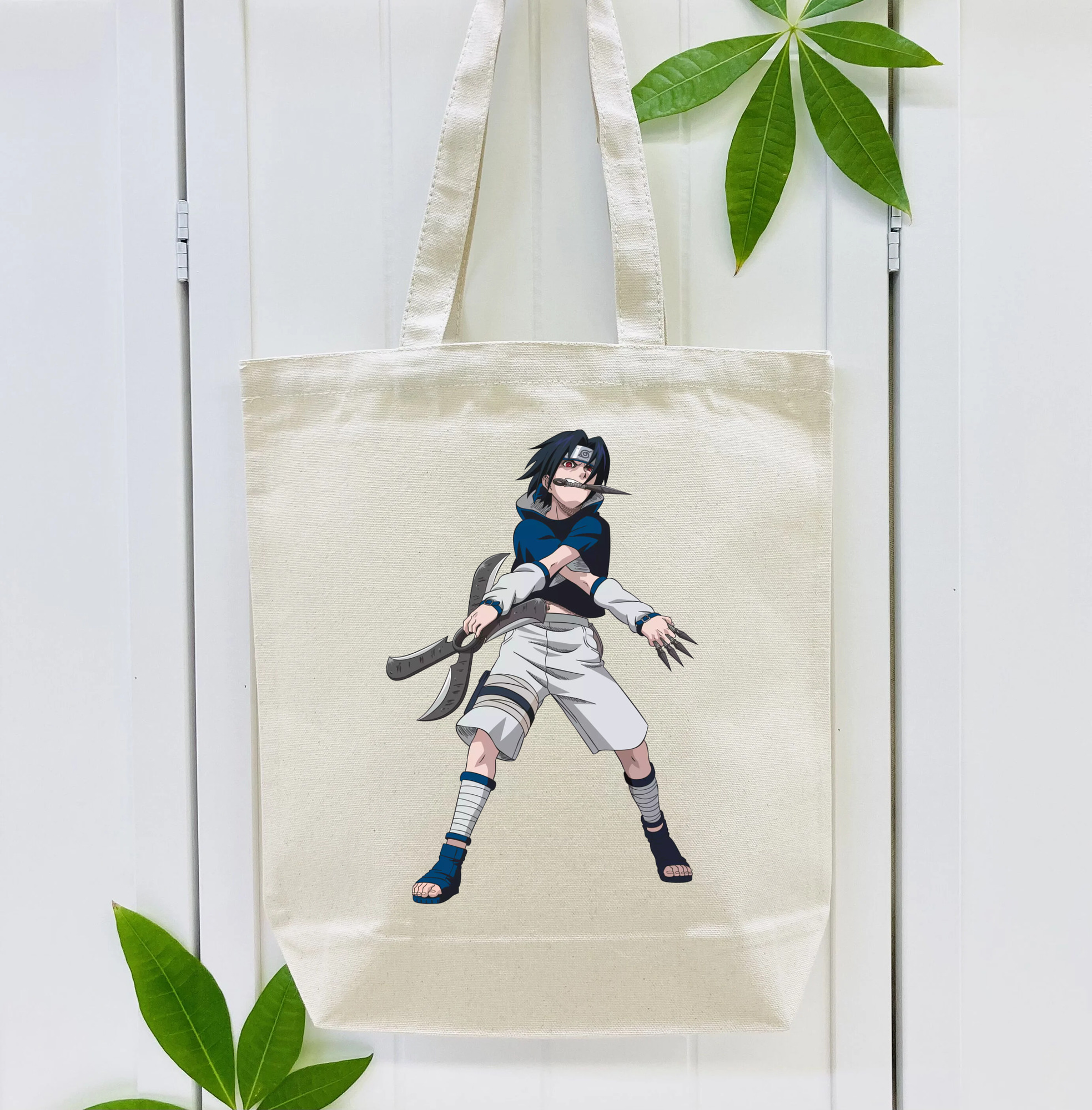 NARUTO -ナルト- うちは サスケ Uchiha Sasuke 縦型キャンバス生地手提げバッグ　トートバッグ