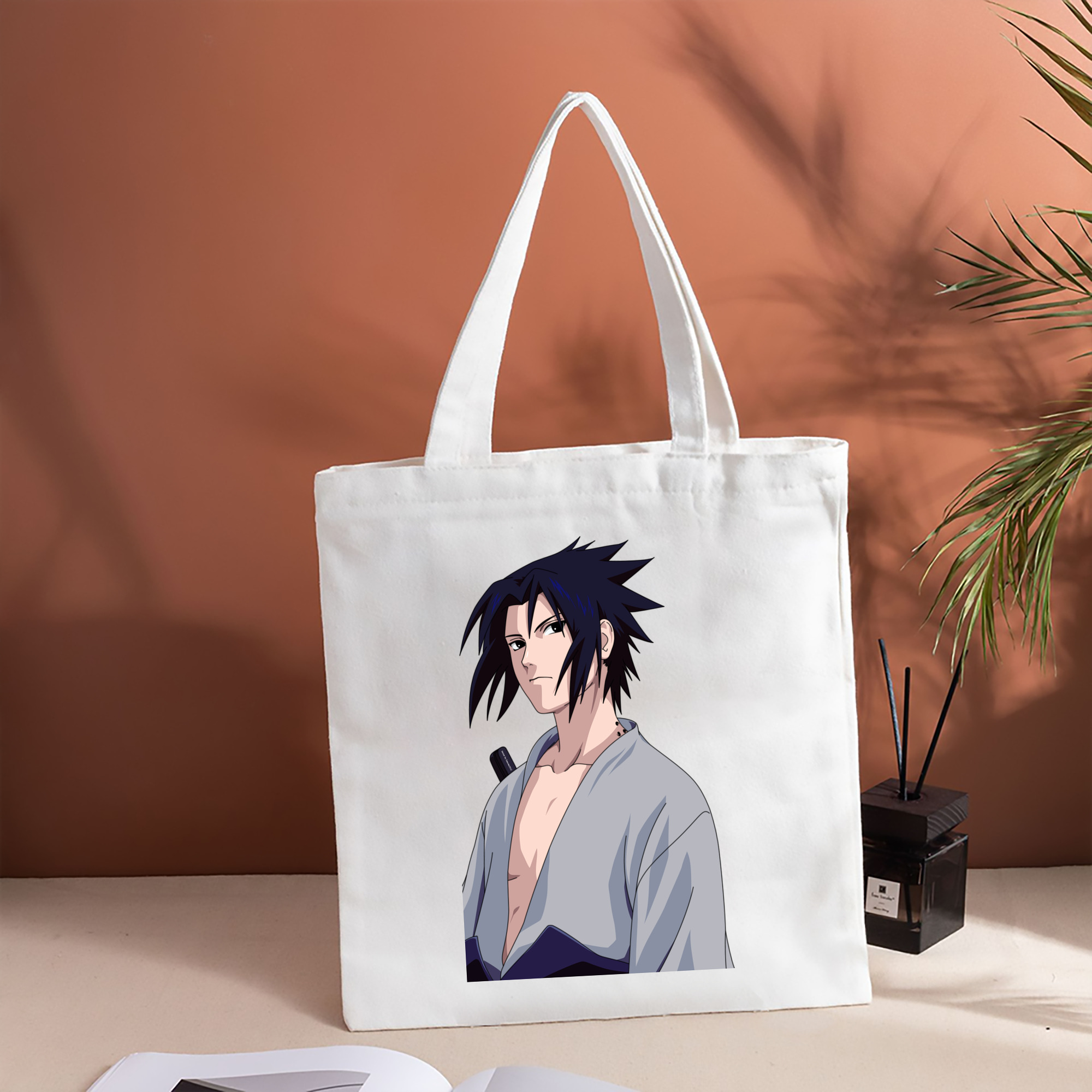 NARUTO -ナルト- うちは サスケ Uchiha Sasuke 縦型キャンバス生地手提げバッグ　トートバッグ