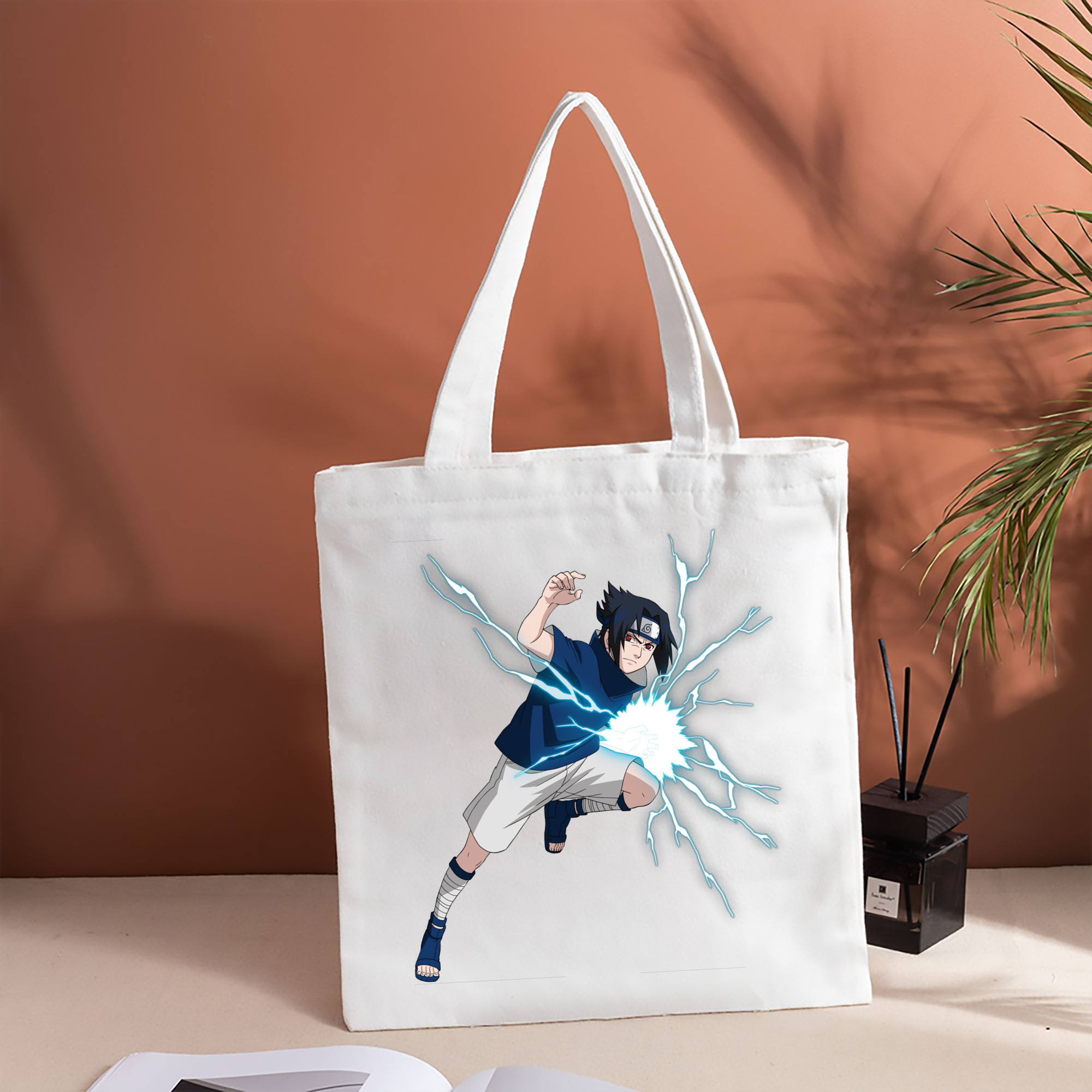 NARUTO -ナルト- うちは サスケ Uchiha Sasuke 縦型キャンバス生地手提げバッグ　トートバッグ