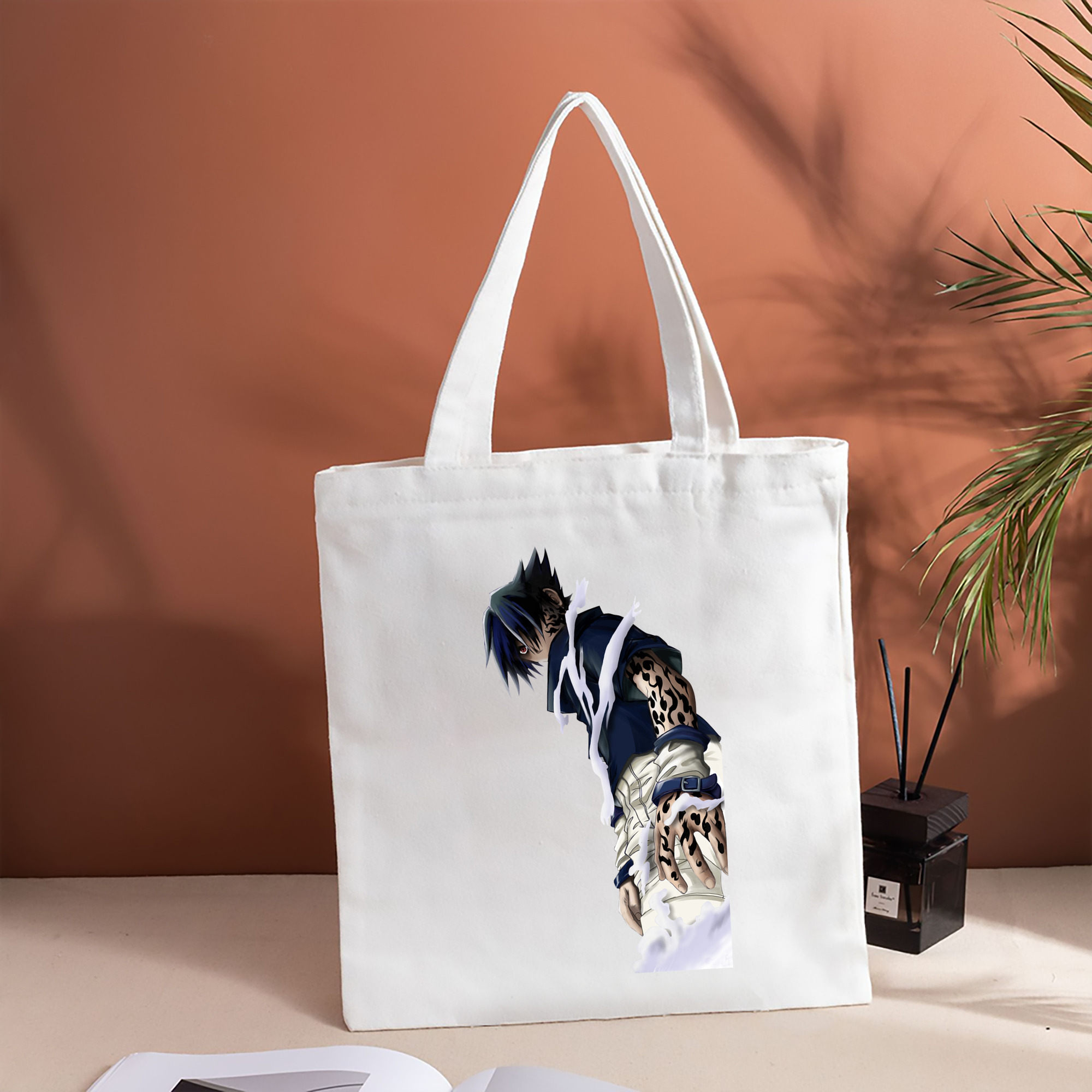 NARUTO -ナルト- うちは サスケ Uchiha Sasuke 縦型キャンバス生地手提げバッグ　トートバッグ