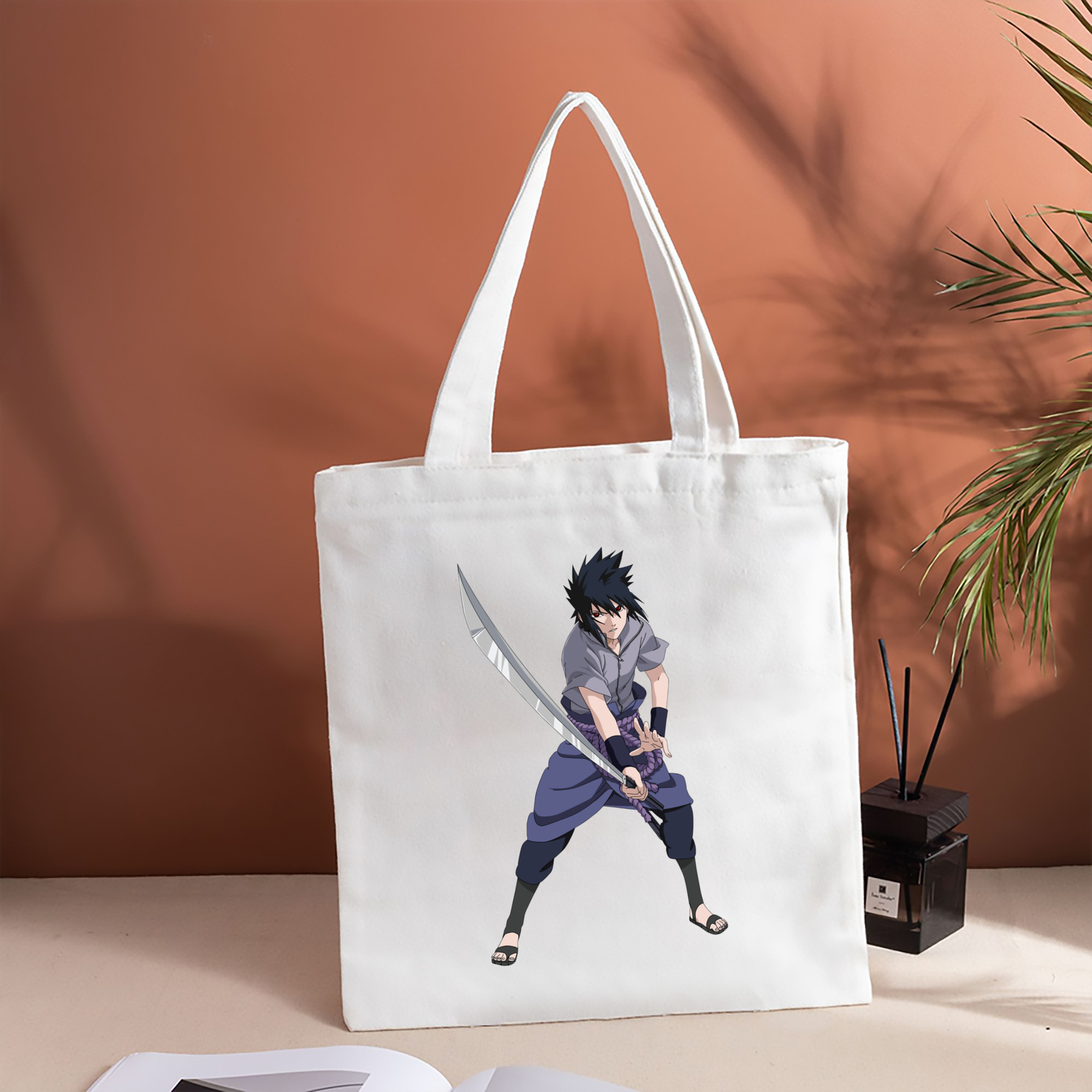NARUTO -ナルト- うちは サスケ Uchiha Sasuke 縦型キャンバス生地手提げバッグ　トートバッグ