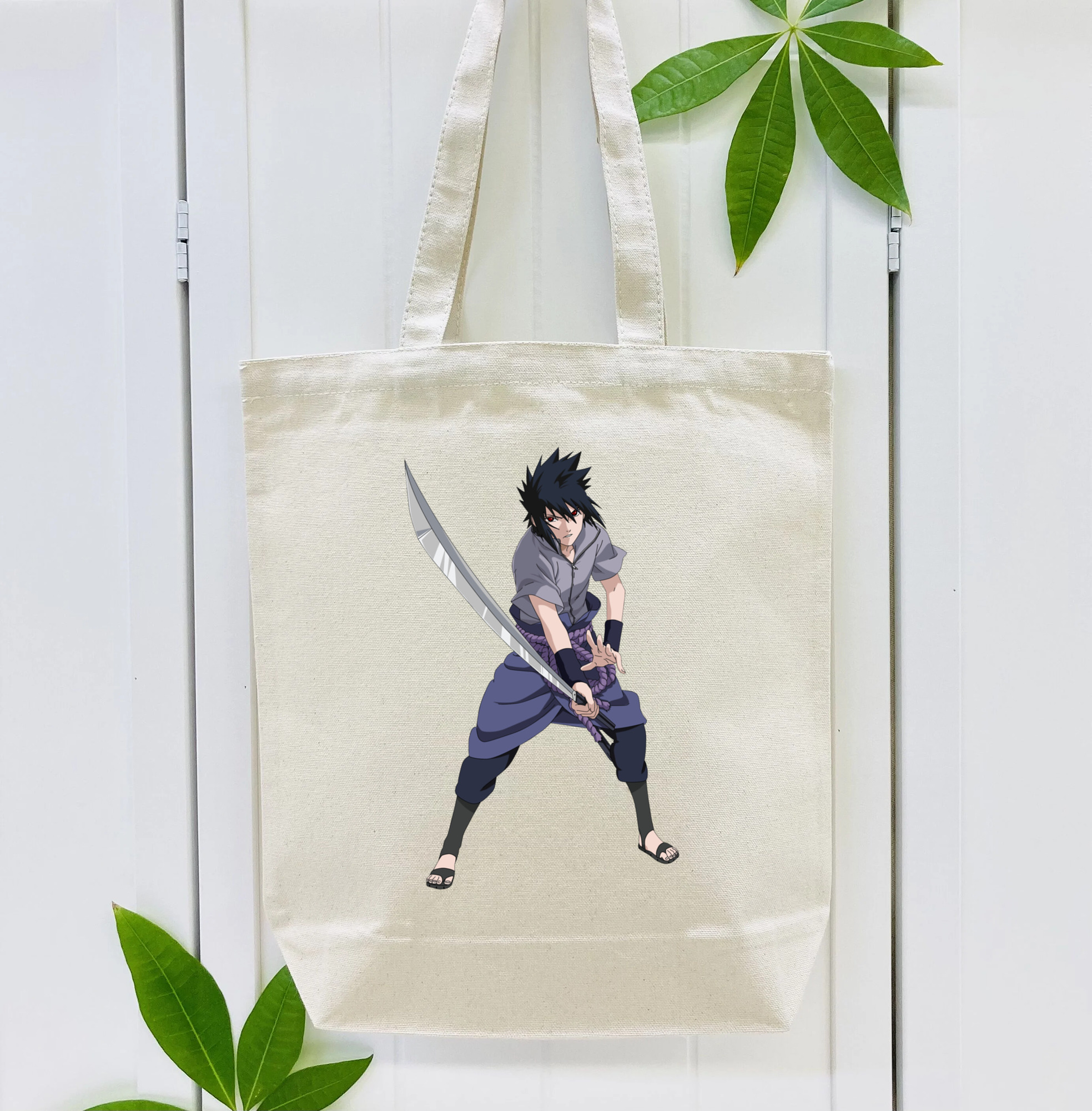 NARUTO -ナルト- うちは サスケ Uchiha Sasuke 縦型キャンバス生地手提げバッグ　トートバッグ