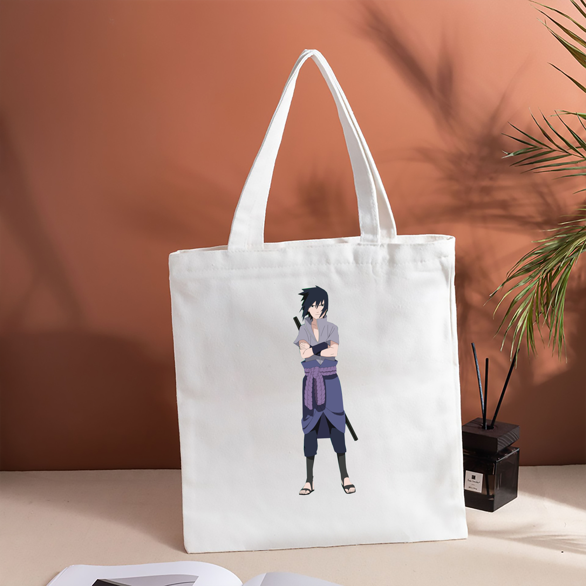 NARUTO -ナルト- うちは サスケ Uchiha Sasuke 縦型キャンバス生地手提げバッグ　トートバッグ