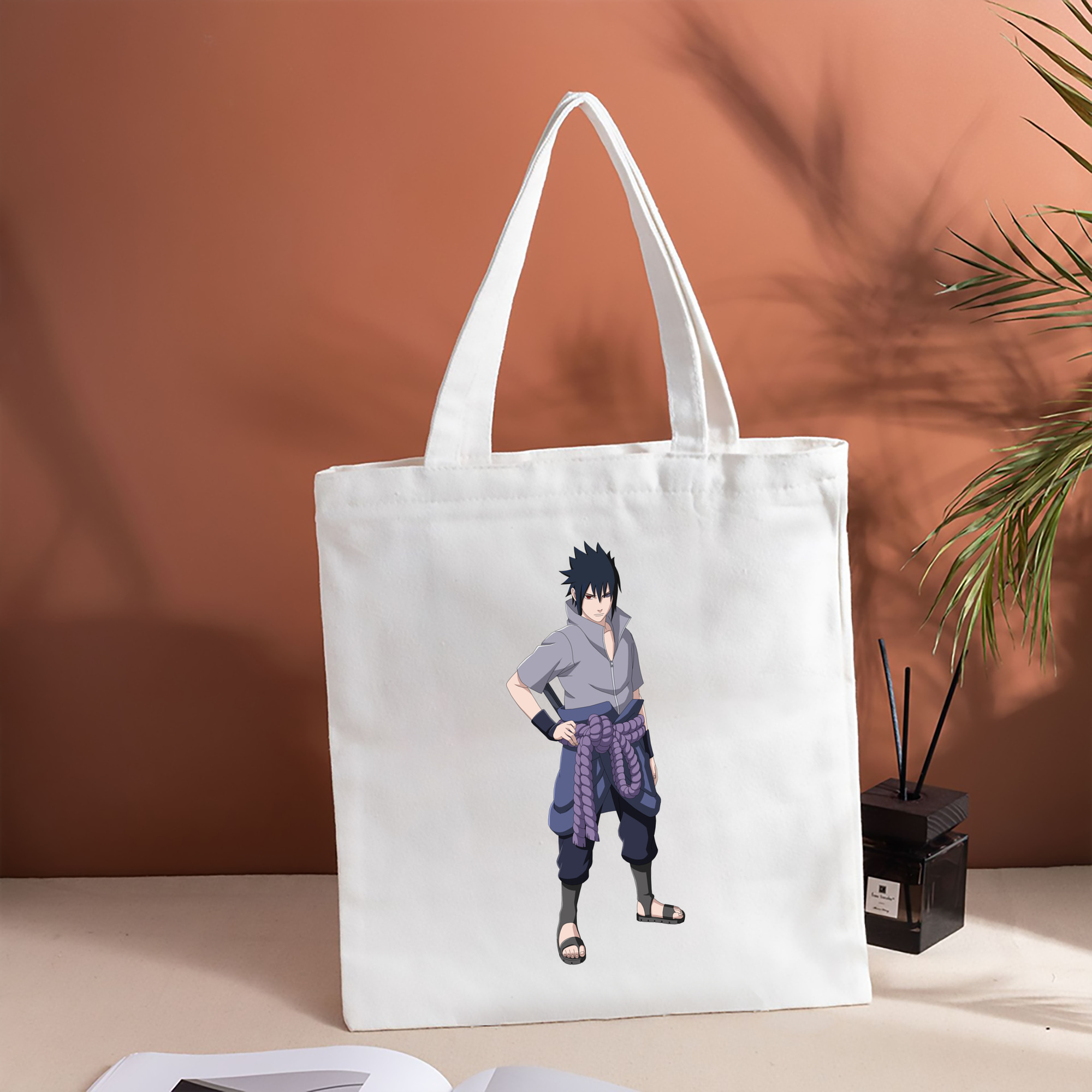 NARUTO -ナルト- うちは サスケ Uchiha Sasuke 縦型キャンバス生地手提げバッグ　トートバッグ