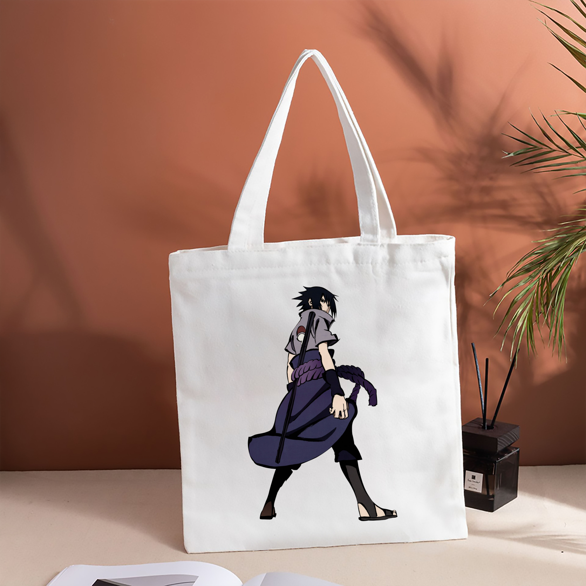 NARUTO -ナルト- うちは サスケ Uchiha Sasuke 縦型キャンバス生地手提げバッグ　トートバッグ