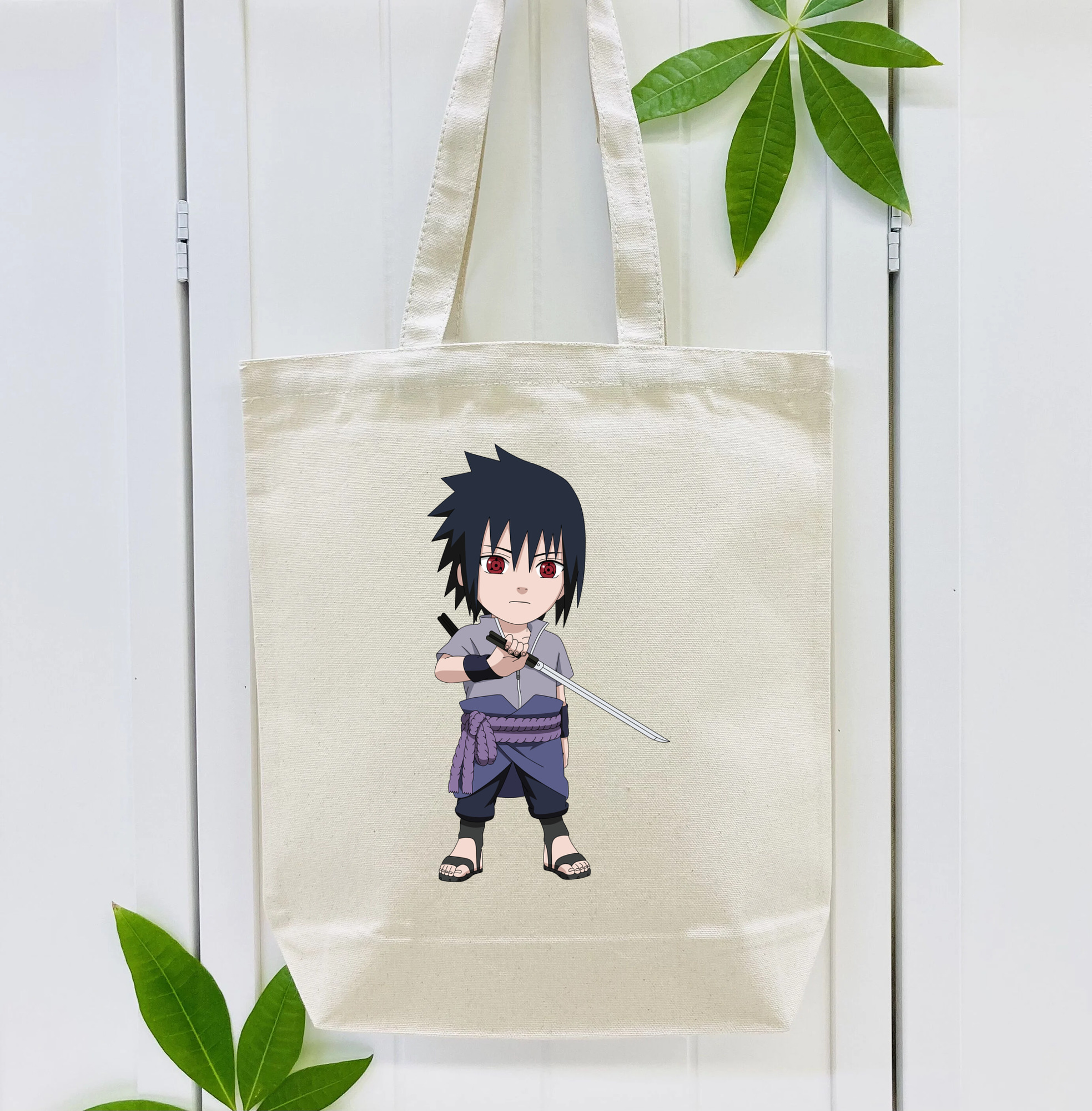NARUTO -ナルト- うちは サスケ Uchiha Sasuke 縦型キャンバス生地手提げバッグ　トートバッグ