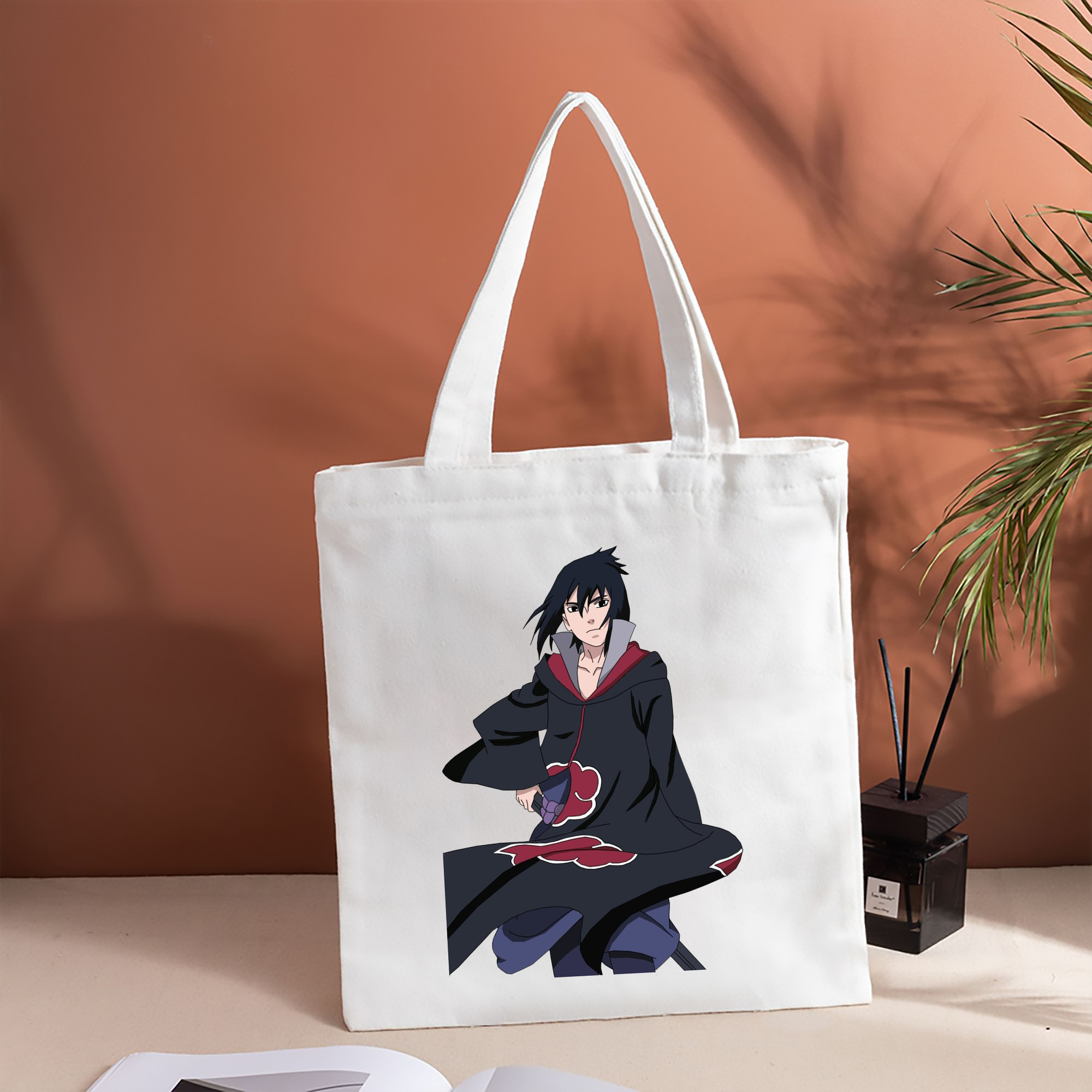 NARUTO -ナルト- うちは サスケ Uchiha Sasuke 縦型キャンバス生地手提げバッグ　トートバッグ