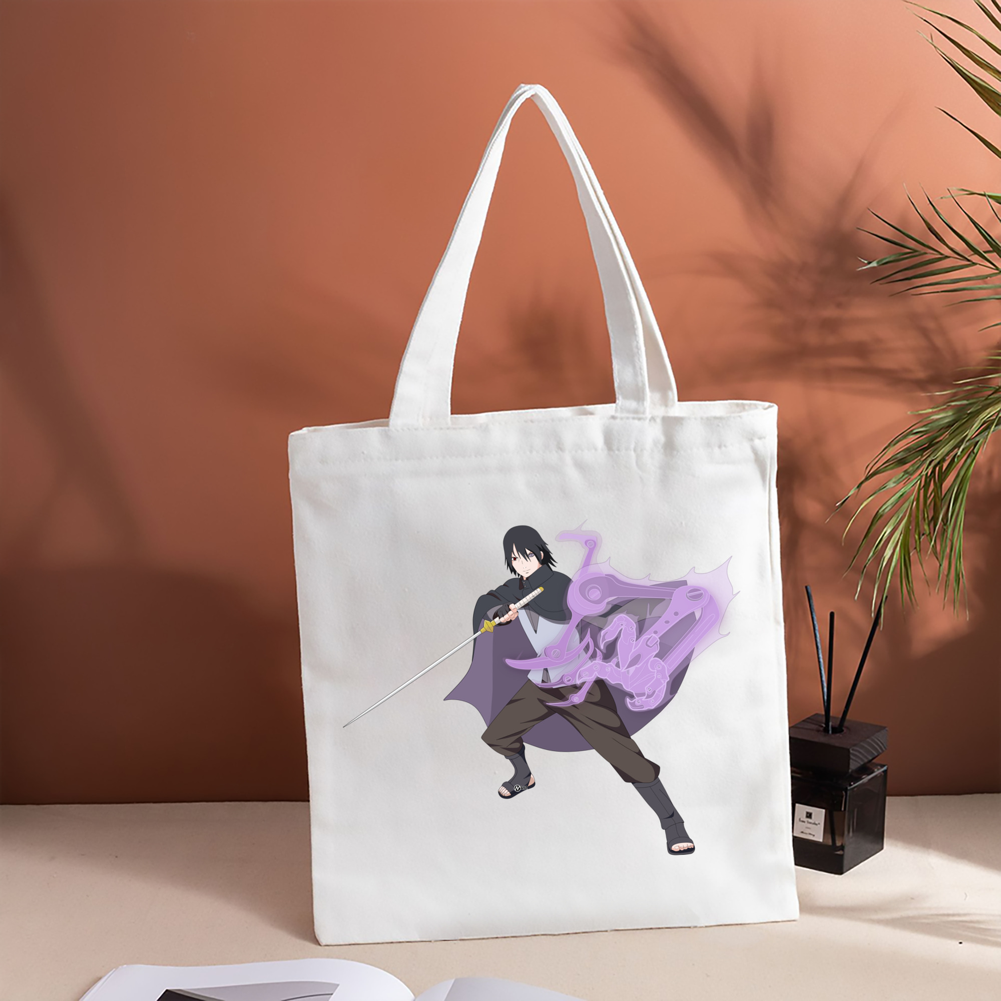 NARUTO -ナルト- うちは サスケ Uchiha Sasuke 縦型キャンバス生地手提げバッグ　トートバッグ