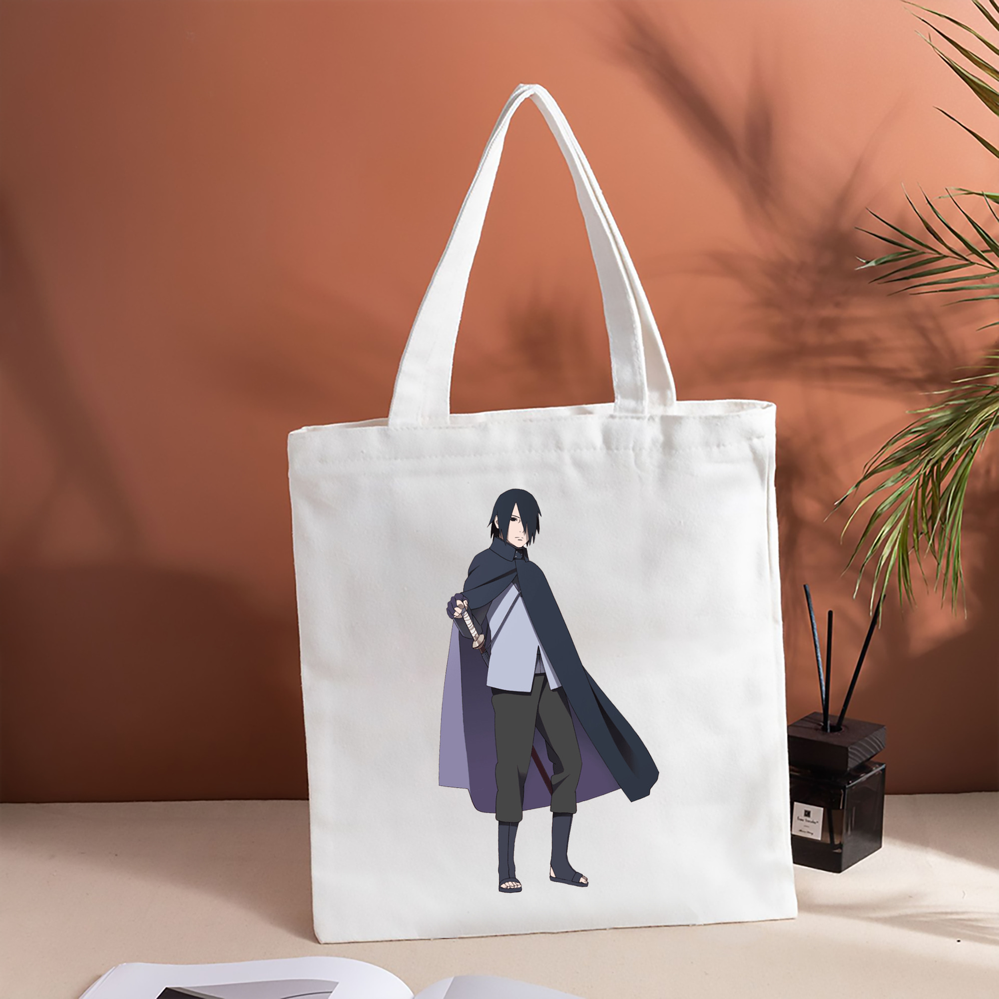 NARUTO -ナルト- うちは サスケ Uchiha Sasuke 縦型キャンバス生地手提げバッグ　トートバッグ