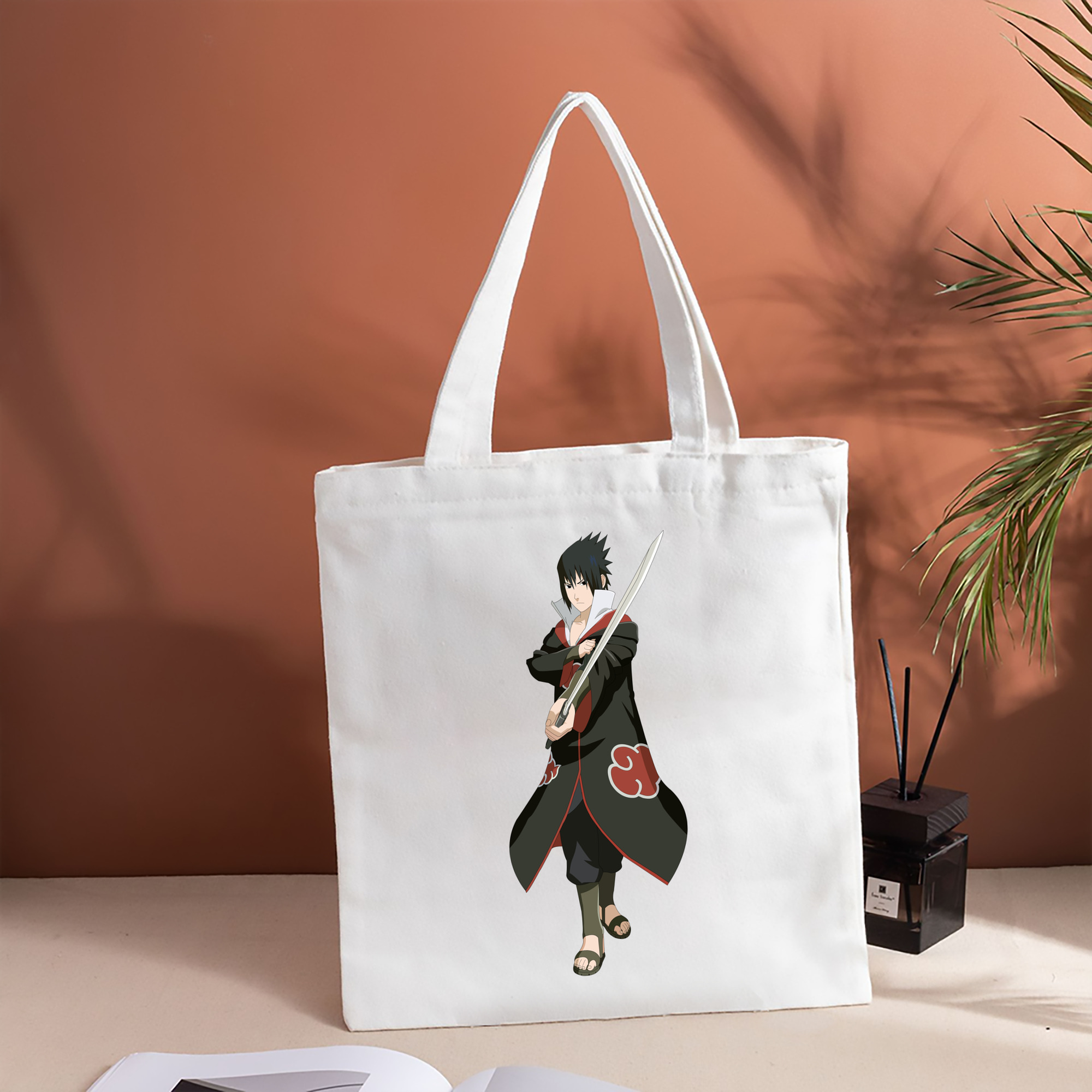NARUTO -ナルト- うちは サスケ Uchiha Sasuke 縦型キャンバス生地手提げバッグ　トートバッグ