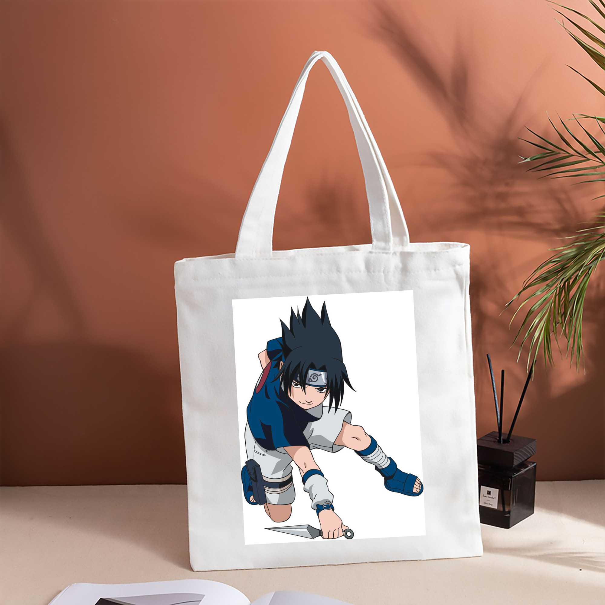 NARUTO -ナルト- うちは サスケ Uchiha Sasuke 縦型キャンバス生地手提げバッグ　トートバッグ