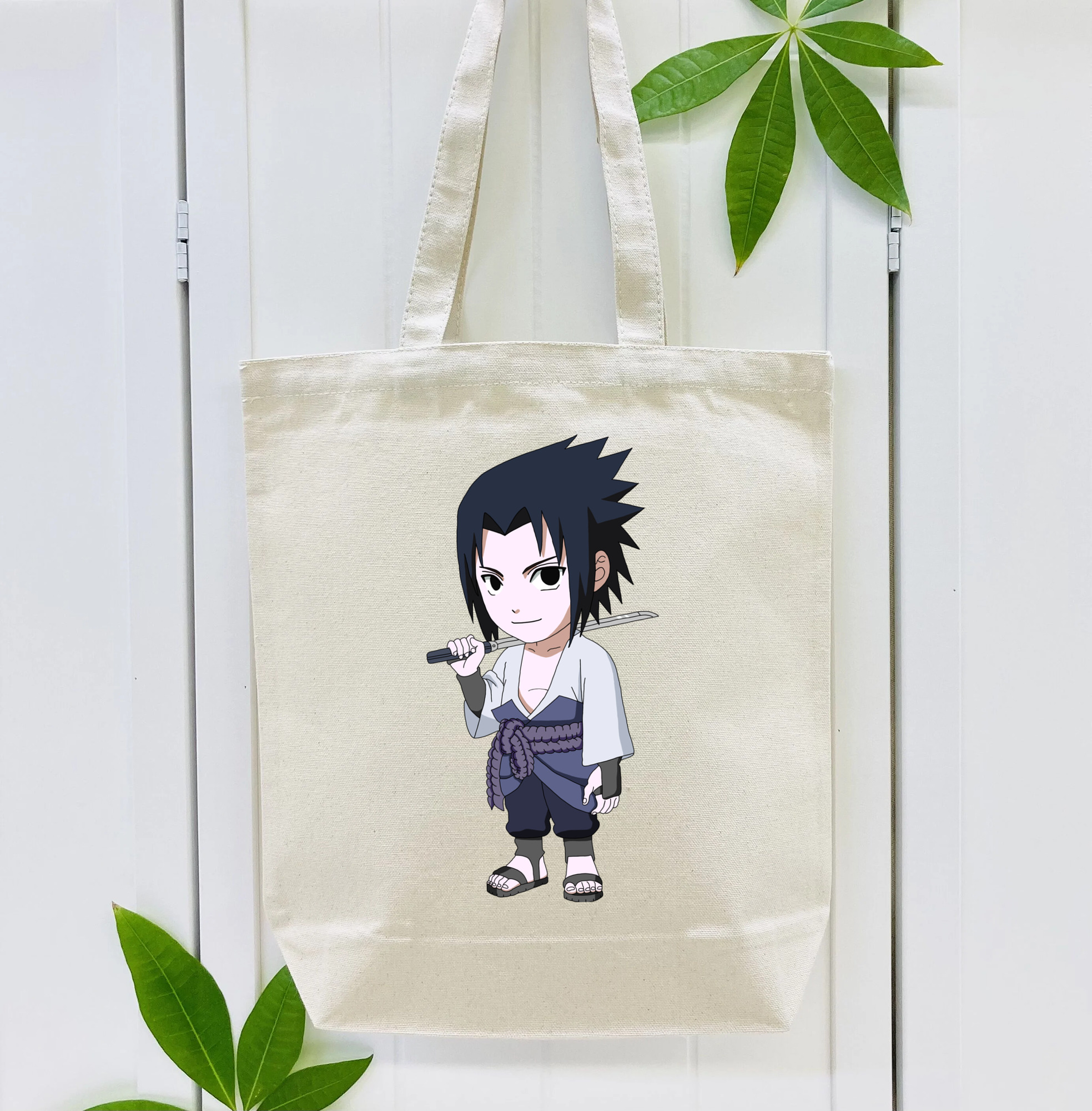 NARUTO -ナルト- うちは サスケ Uchiha Sasuke 縦型キャンバス生地手提げバッグ　トートバッグ