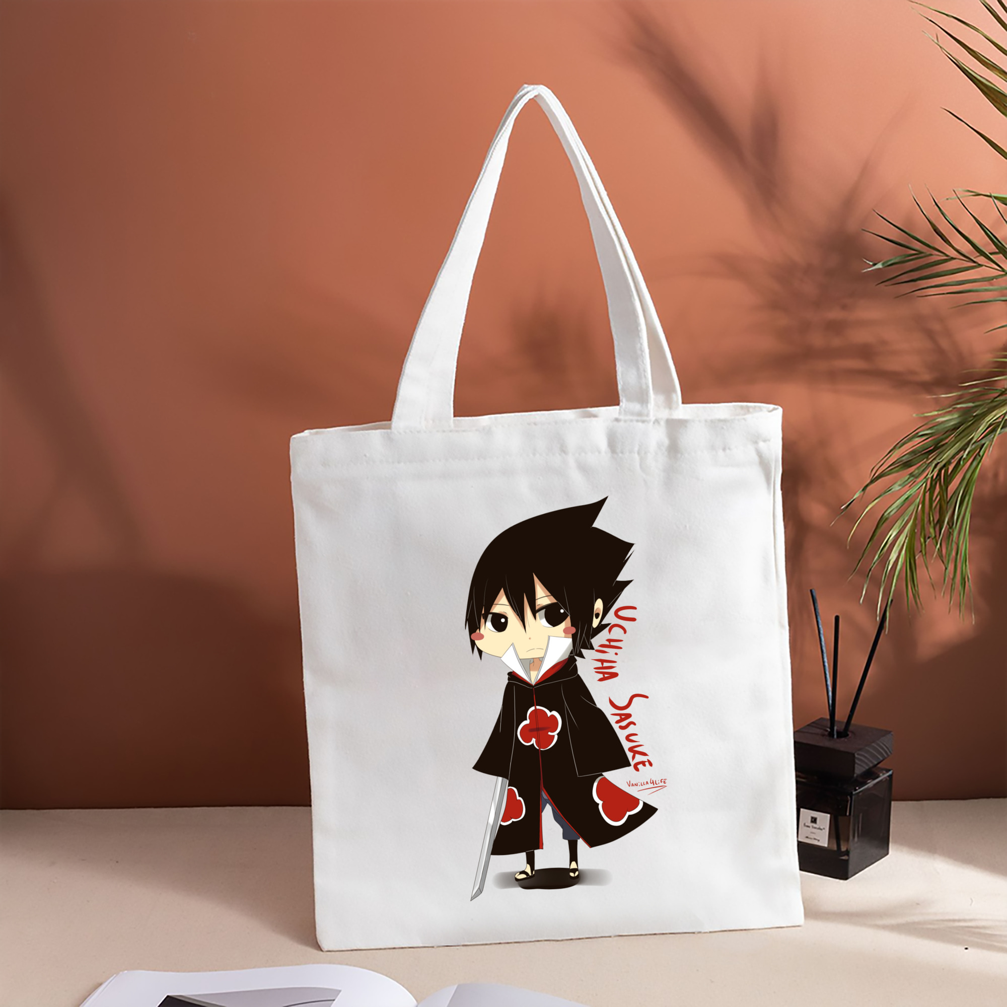 NARUTO -ナルト- うちは サスケ Uchiha Sasuke 縦型キャンバス生地手提げバッグ　トートバッグ