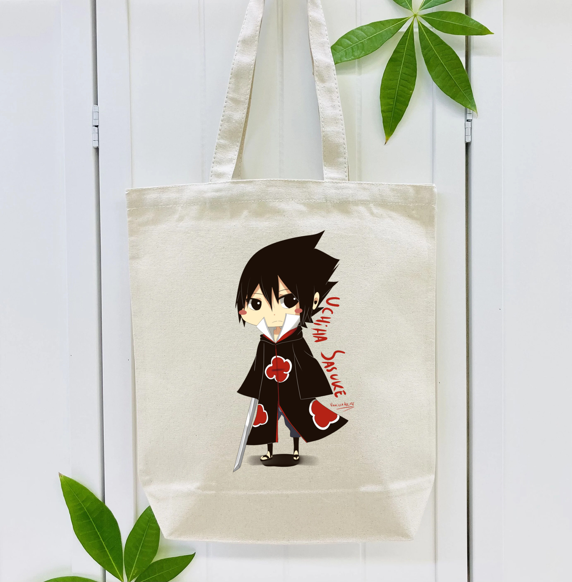 NARUTO -ナルト- うちは サスケ Uchiha Sasuke 縦型キャンバス生地手提げバッグ　トートバッグ