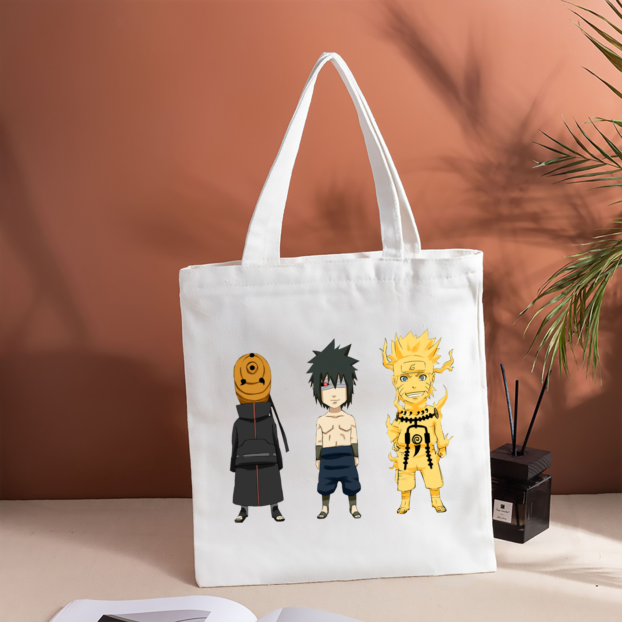 NARUTO -ナルト- うちは サスケ Uchiha Sasuke 縦型キャンバス生地手提げバッグ　トートバッグ
