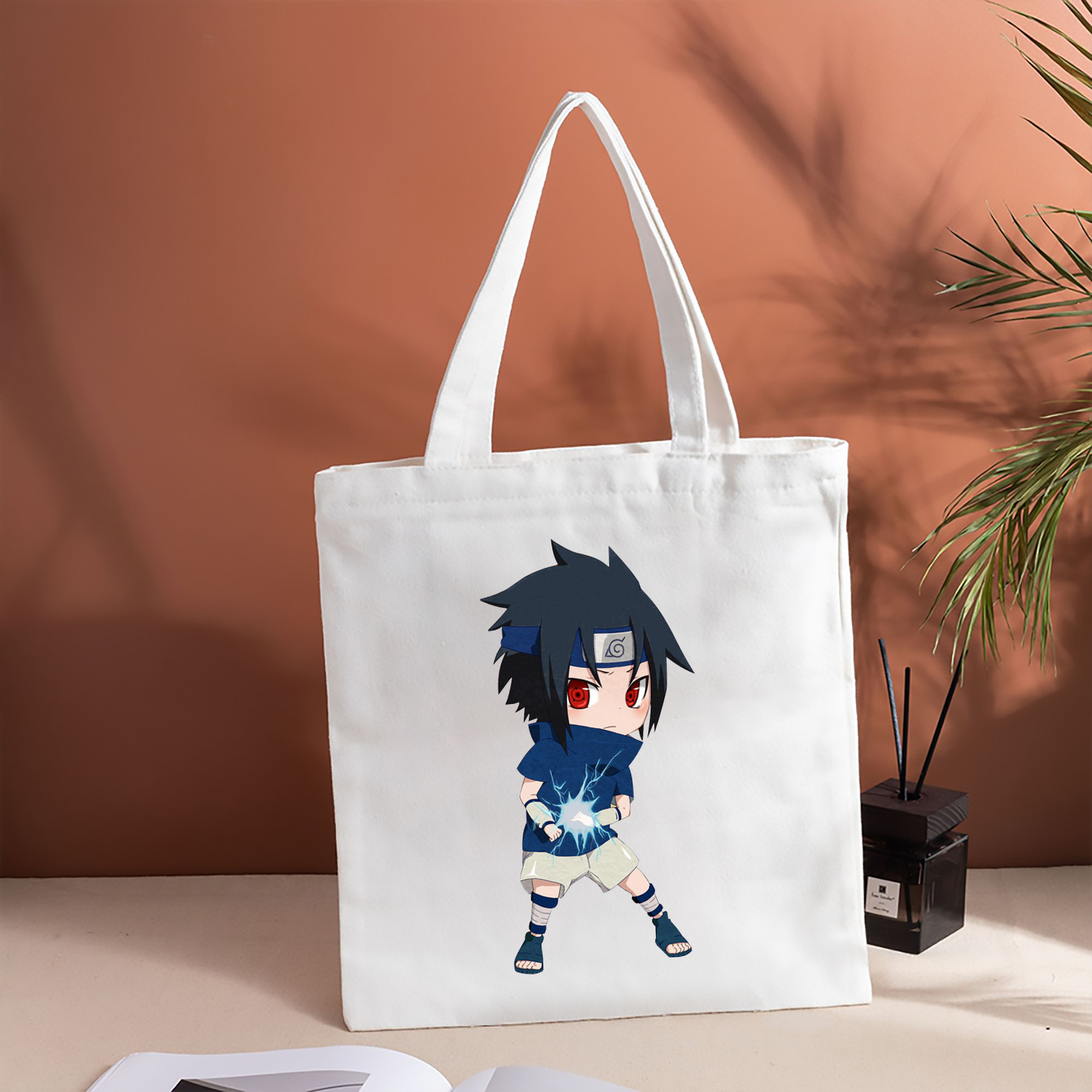 NARUTO -ナルト- うちは サスケ Uchiha Sasuke 縦型キャンバス生地手提げバッグ　トートバッグ