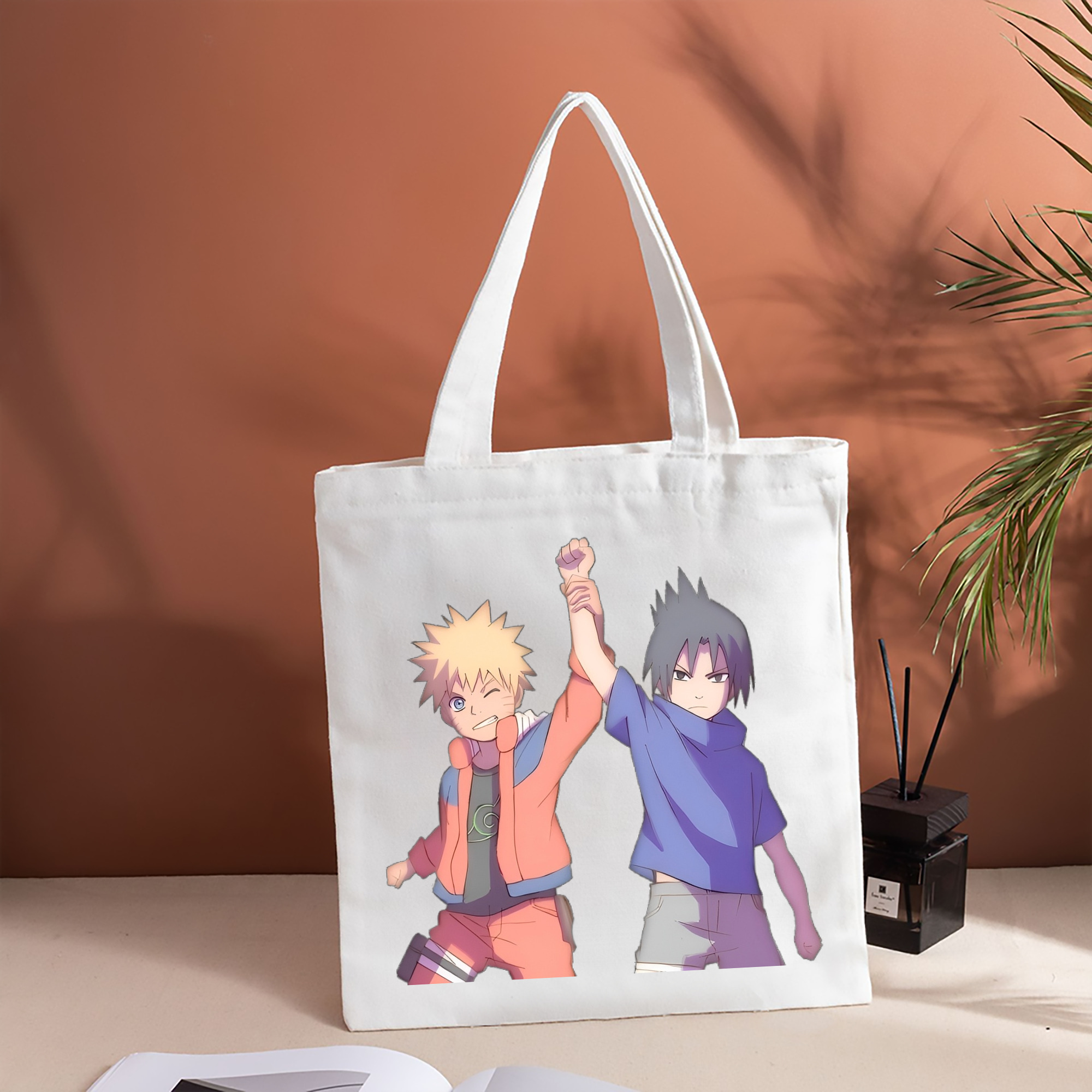 NARUTO -ナルト- うちは サスケ Uchiha Sasuke 縦型キャンバス生地手提げバッグ　トートバッグ