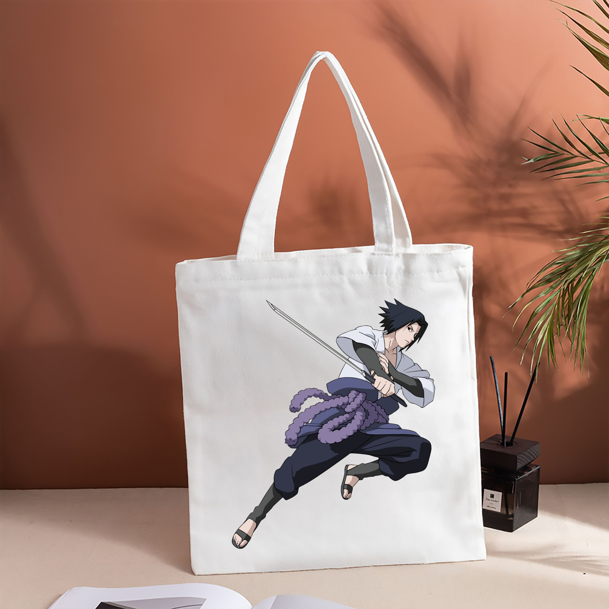 NARUTO -ナルト- うちは サスケ Uchiha Sasuke 縦型キャンバス生地手提げバッグ　トートバッグ