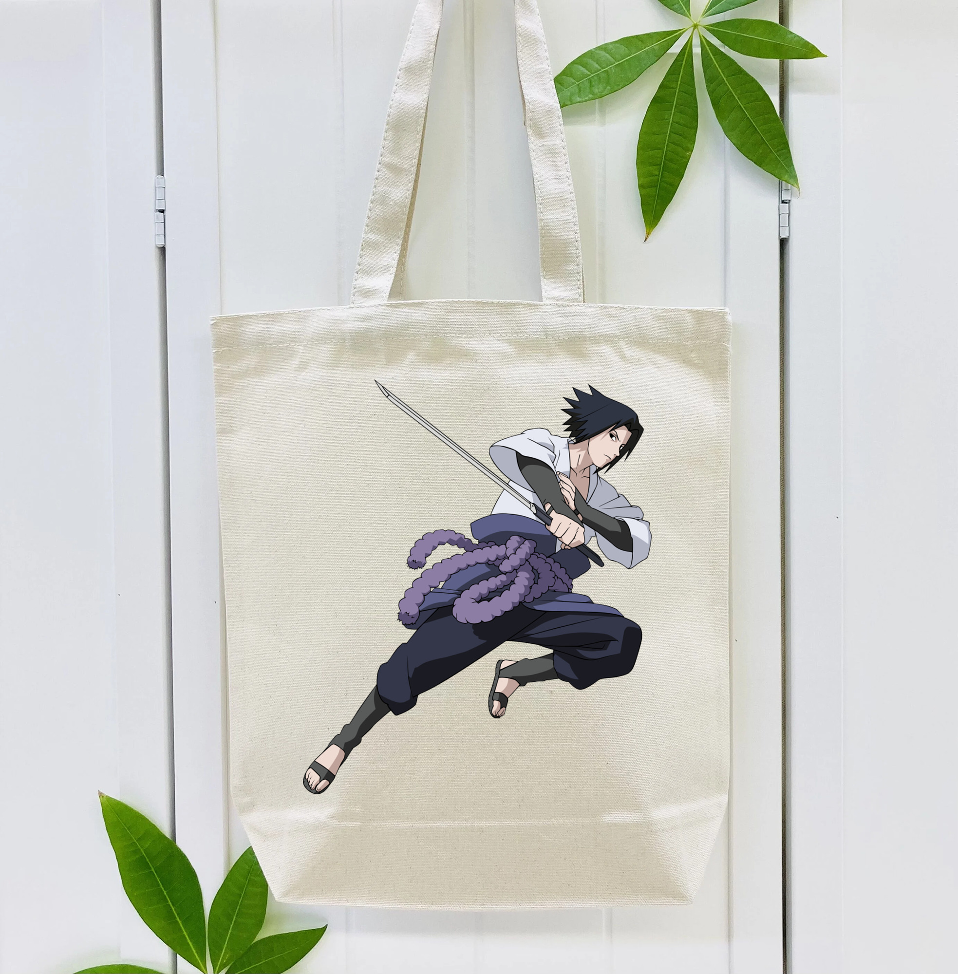 NARUTO -ナルト- うちは サスケ Uchiha Sasuke 縦型キャンバス生地手提げバッグ　トートバッグ