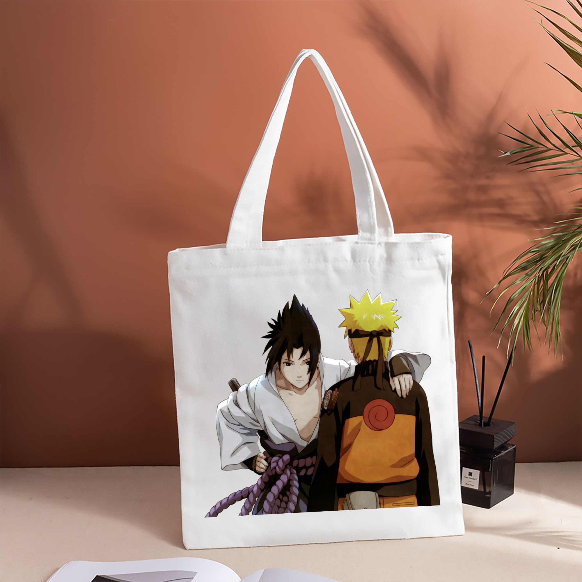 NARUTO -ナルト- うちは サスケ Uchiha Sasuke 縦型キャンバス生地手提げバッグ　トートバッグ