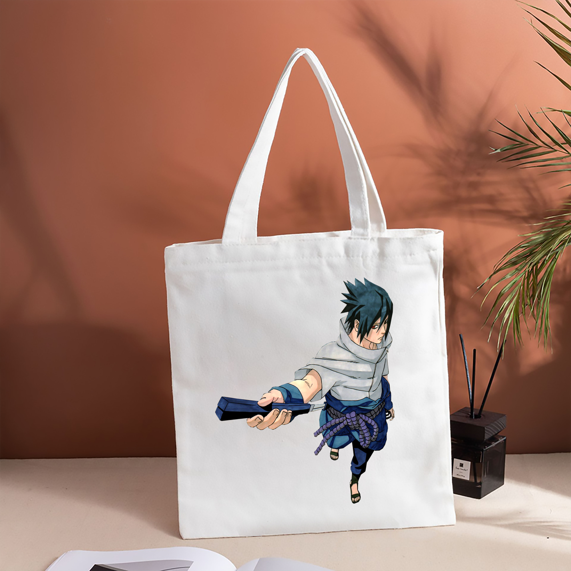 NARUTO -ナルト- うちは サスケ Uchiha Sasuke 縦型キャンバス生地手提げバッグ　トートバッグ