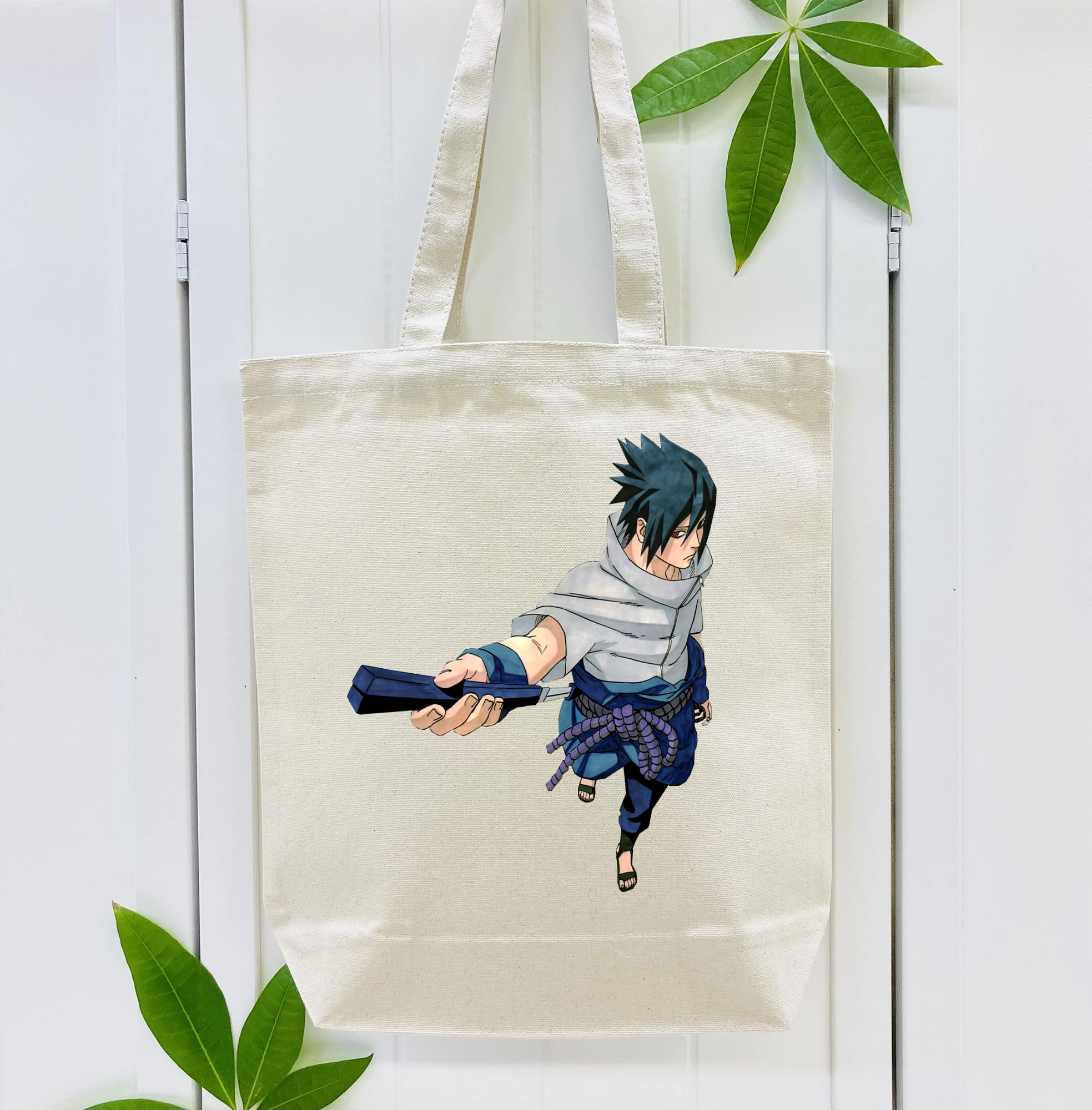 NARUTO -ナルト- うちは サスケ Uchiha Sasuke 縦型キャンバス生地手提げバッグ　トートバッグ