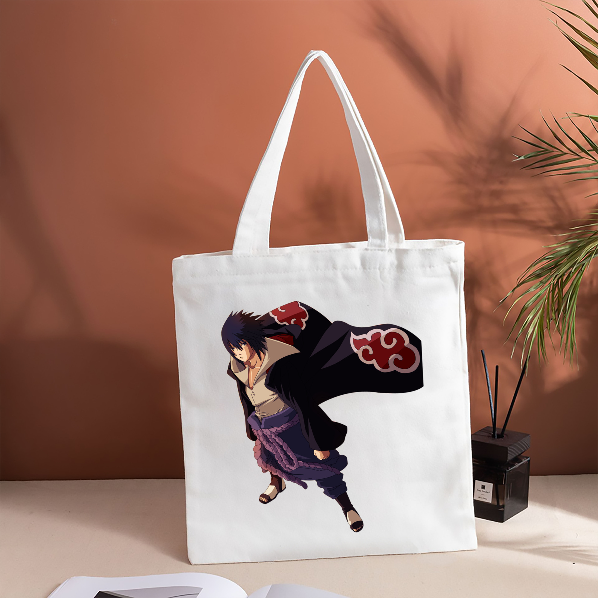 NARUTO -ナルト- うちは サスケ Uchiha Sasuke 縦型キャンバス生地手提げバッグ　トートバッグ