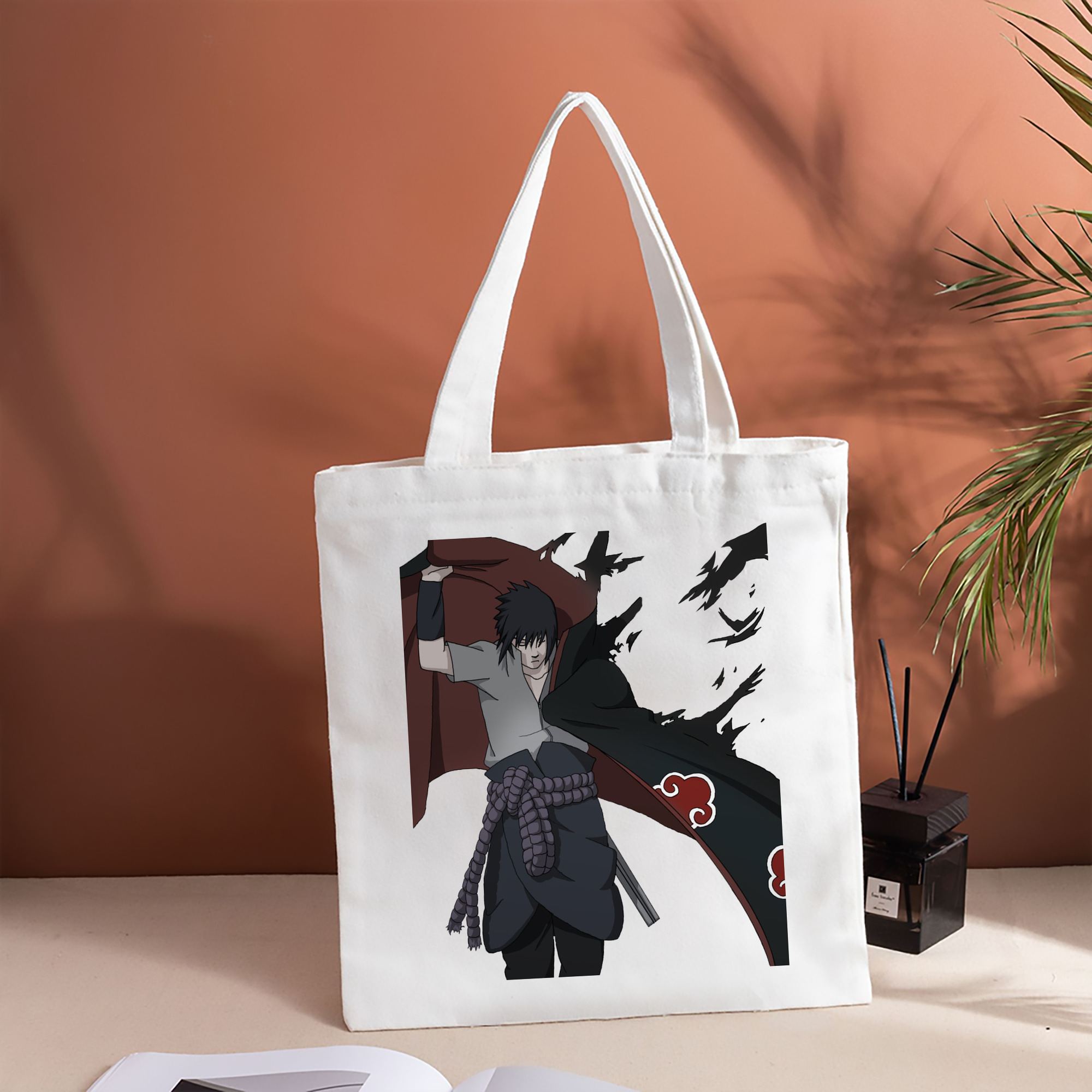 NARUTO -ナルト- うちは サスケ Uchiha Sasuke 縦型キャンバス生地手提げバッグ　トートバッグ