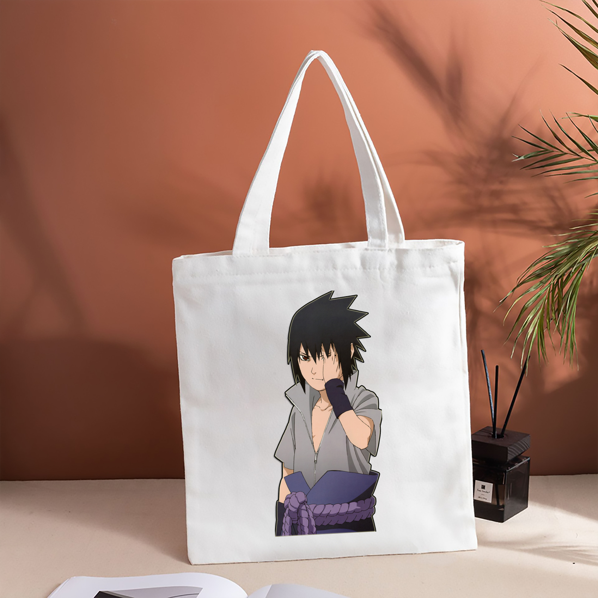 NARUTO -ナルト- うちは サスケ Uchiha Sasuke 縦型キャンバス生地手提げバッグ　トートバッグ