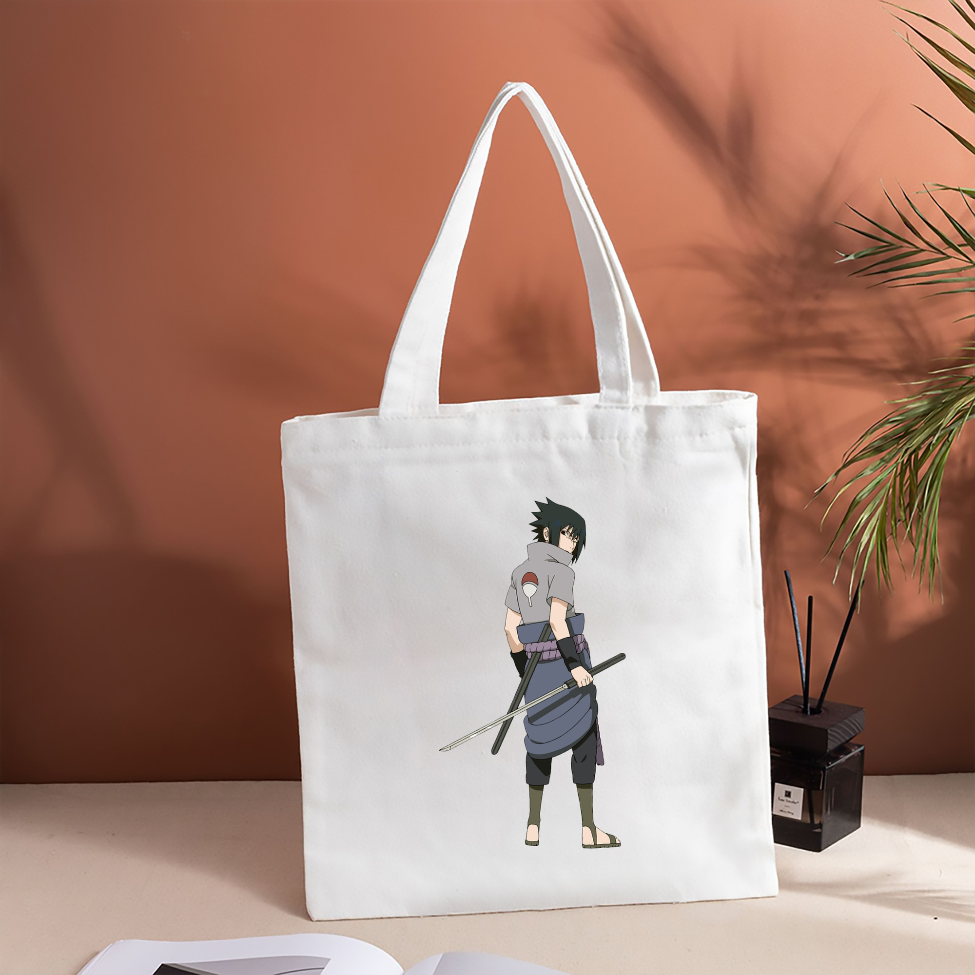 NARUTO -ナルト- うちは サスケ Uchiha Sasuke 縦型キャンバス生地手提げバッグ　トートバッグ