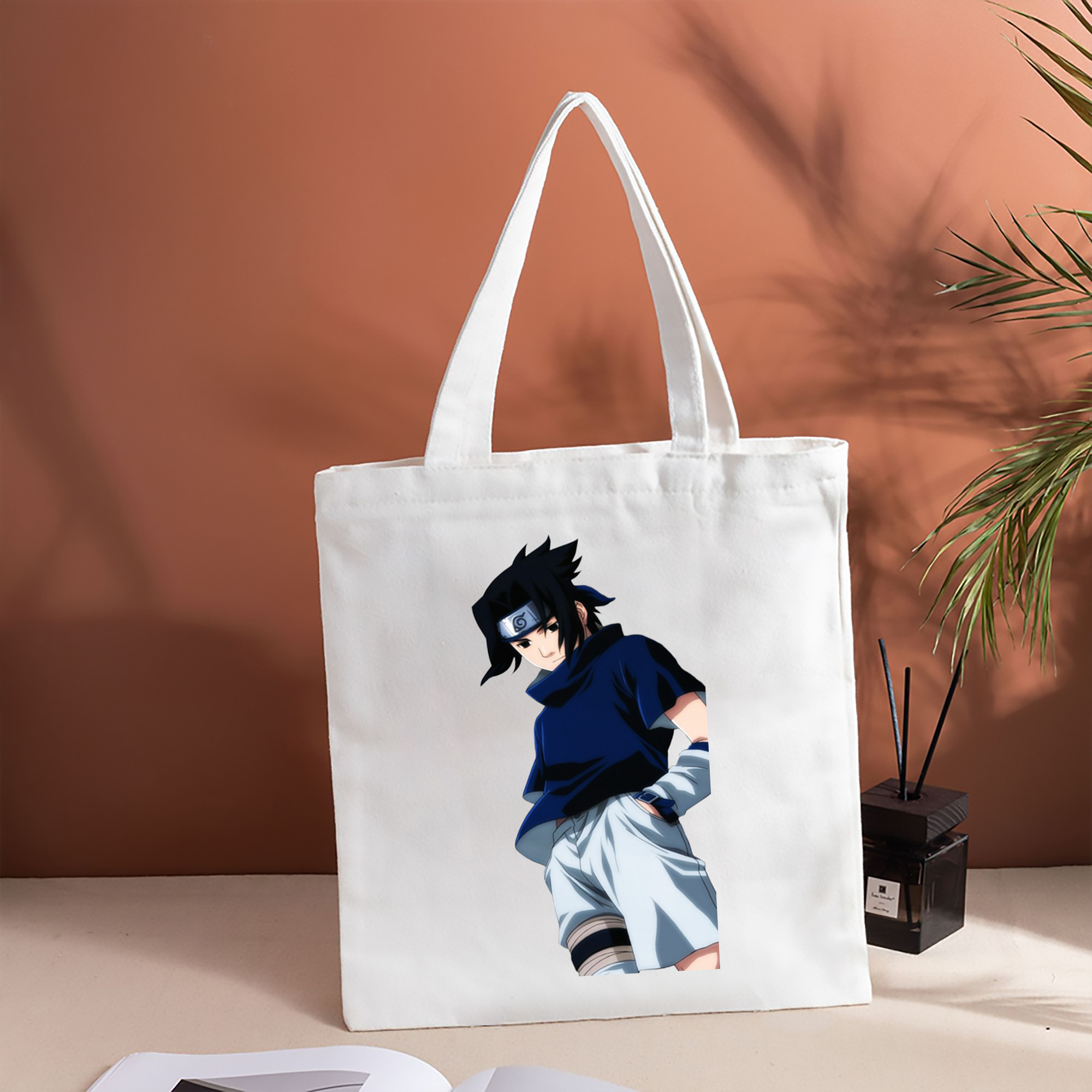 NARUTO -ナルト- うちは サスケ Uchiha Sasuke 縦型キャンバス生地手提げバッグ　トートバッグ
