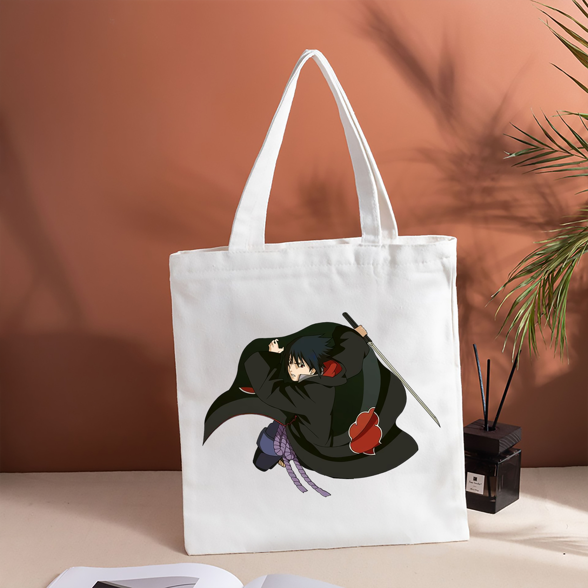 NARUTO -ナルト- うちは サスケ Uchiha Sasuke 縦型キャンバス生地手提げバッグ　トートバッグ