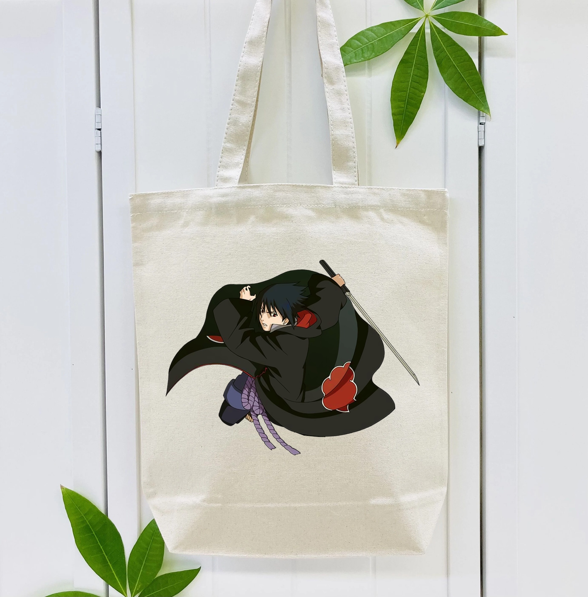 NARUTO -ナルト- うちは サスケ Uchiha Sasuke 縦型キャンバス生地手提げバッグ　トートバッグ