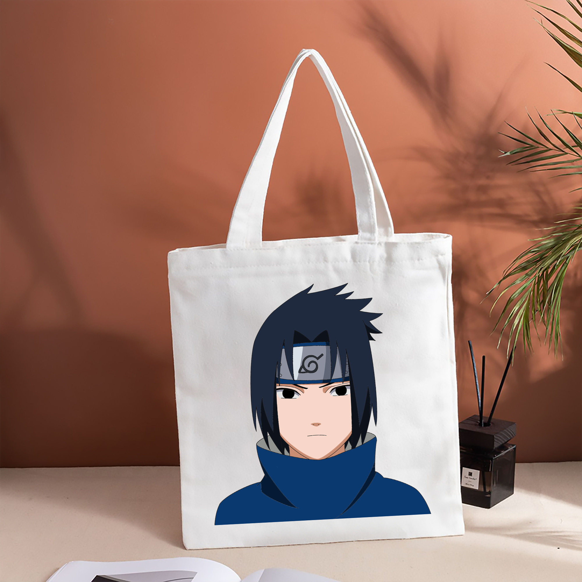 NARUTO -ナルト- うちは サスケ Uchiha Sasuke 縦型キャンバス生地手提げバッグ　トートバッグ