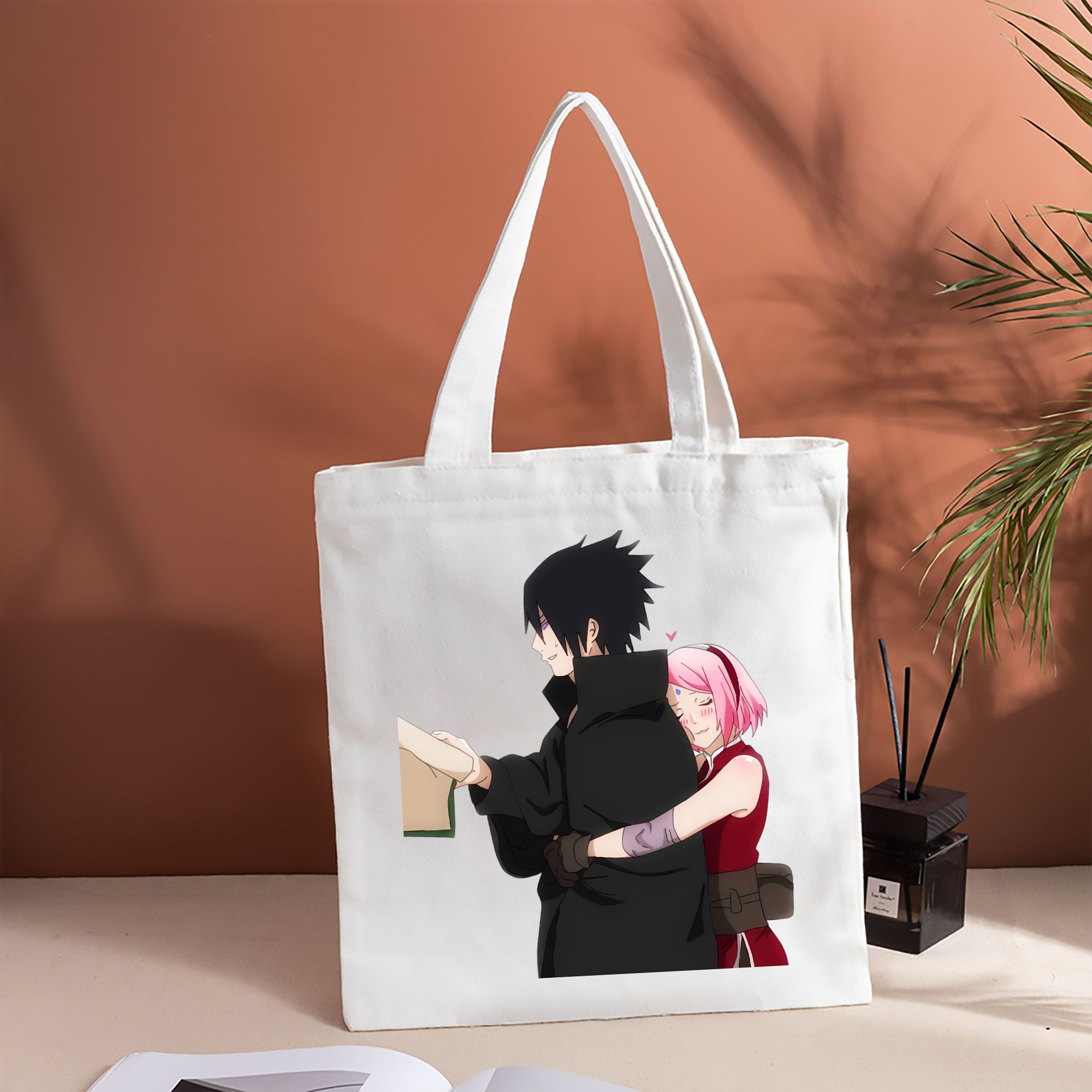 NARUTO -ナルト- うちは サスケ Uchiha Sasuke 縦型キャンバス生地手提げバッグ　トートバッグ
