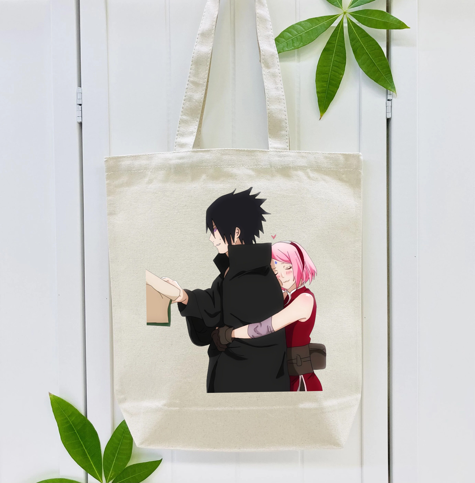 NARUTO -ナルト- うちは サスケ Uchiha Sasuke 縦型キャンバス生地手提げバッグ　トートバッグ